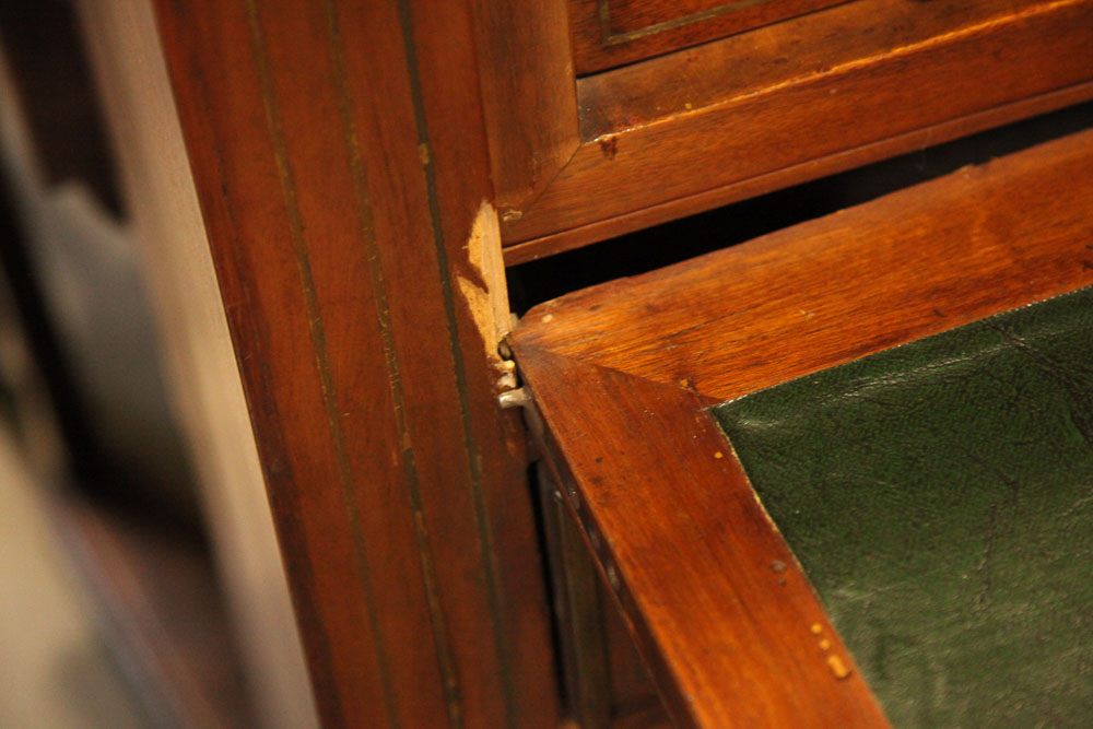 Antique Louis XVI Marquetry Secretaire Abattant with Marble Top