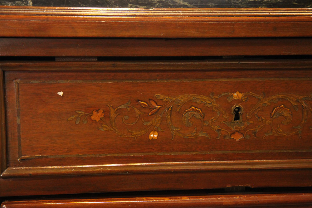 Antique Louis XVI Marquetry Secretaire Abattant with Marble Top