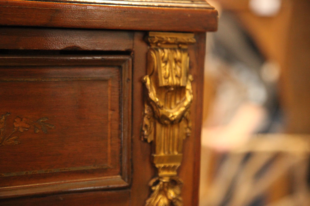 Antique Louis XVI Marquetry Secretaire Abattant with Marble Top