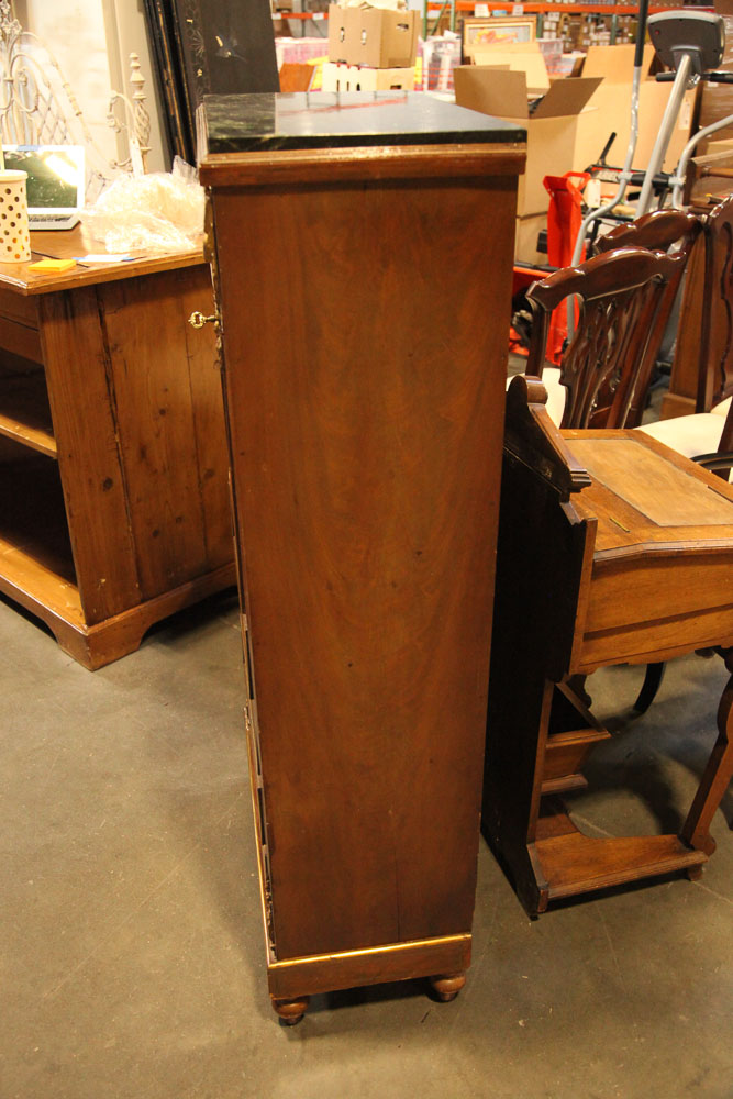 Antique Louis XVI Marquetry Secretaire Abattant with Marble Top