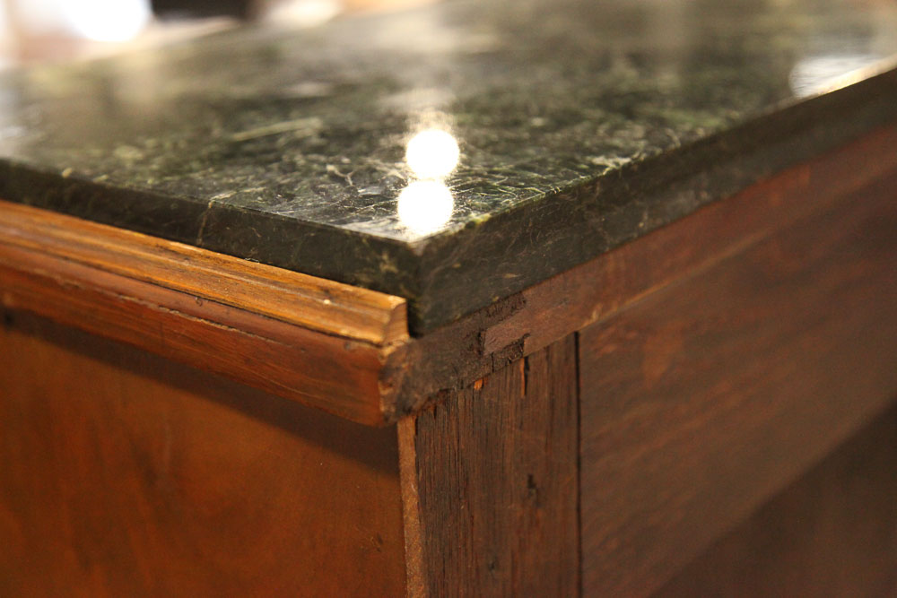 Antique Louis XVI Marquetry Secretaire Abattant with Marble Top