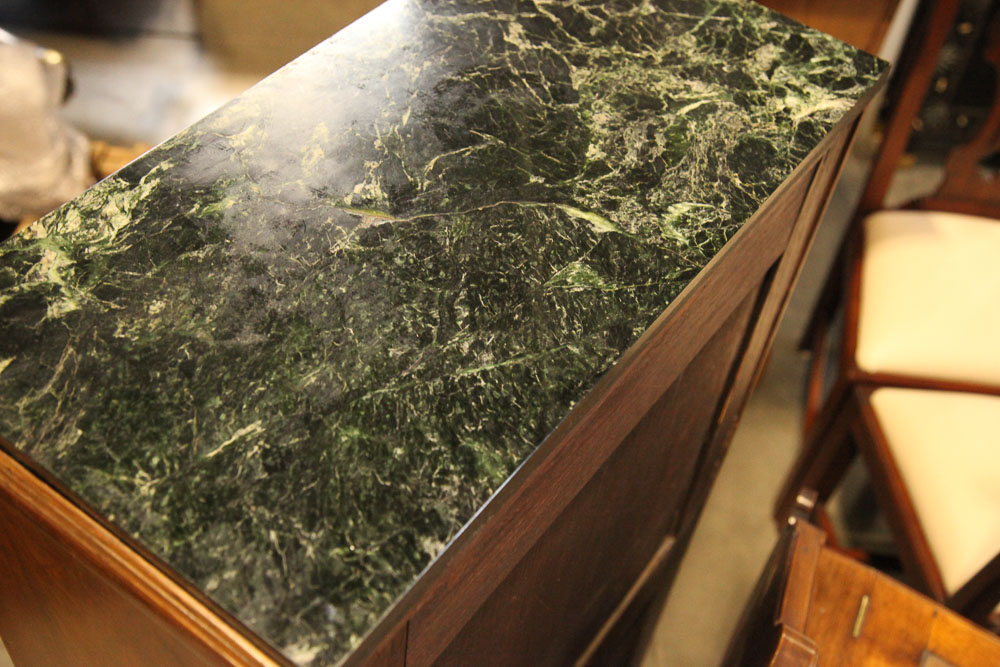 Antique Louis XVI Marquetry Secretaire Abattant with Marble Top