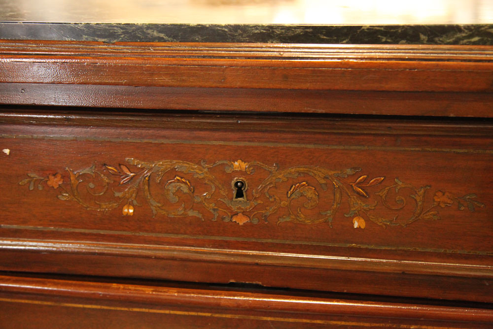 Antique Louis XVI Marquetry Secretaire Abattant with Marble Top