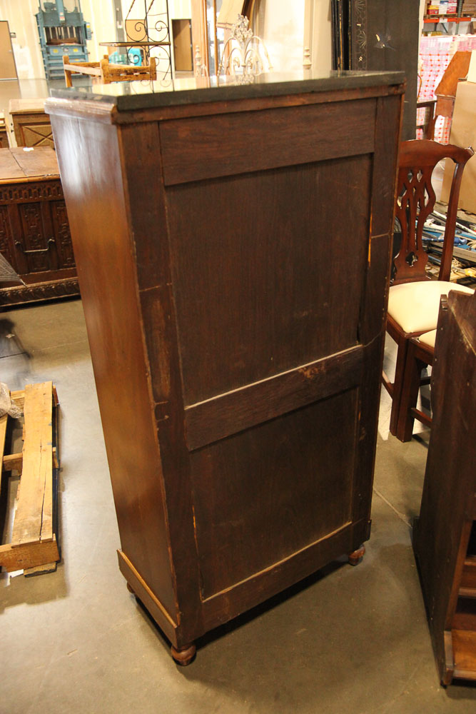 Antique Louis XVI Marquetry Secretaire Abattant with Marble Top
