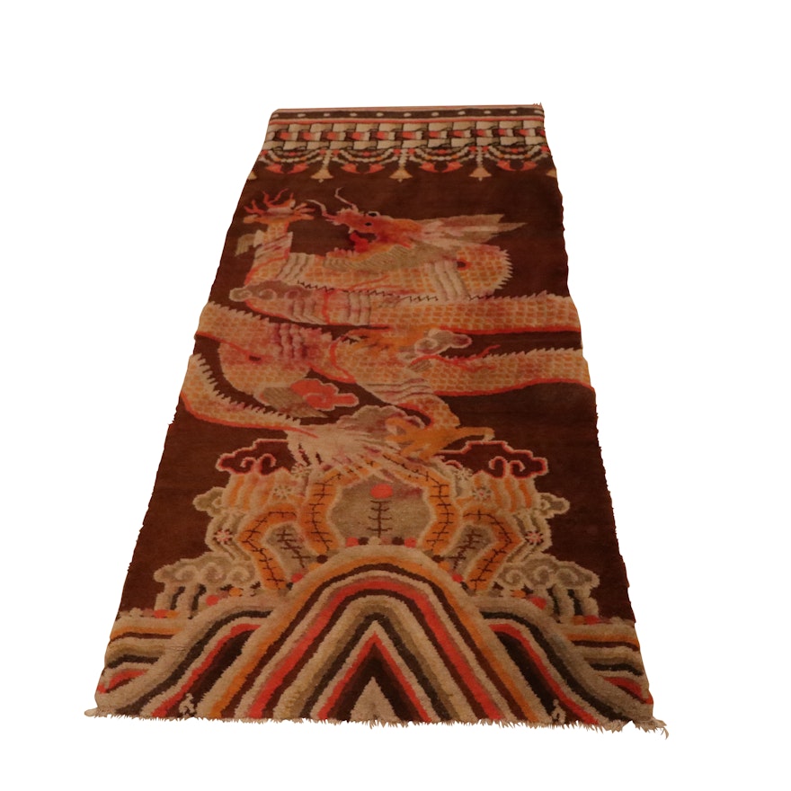 Hand-Knotted Tibetan Dragon Carpet Runner