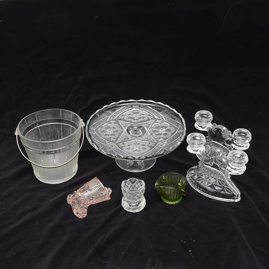 Depression Glass Candlesticks and Vintage Glass Decor