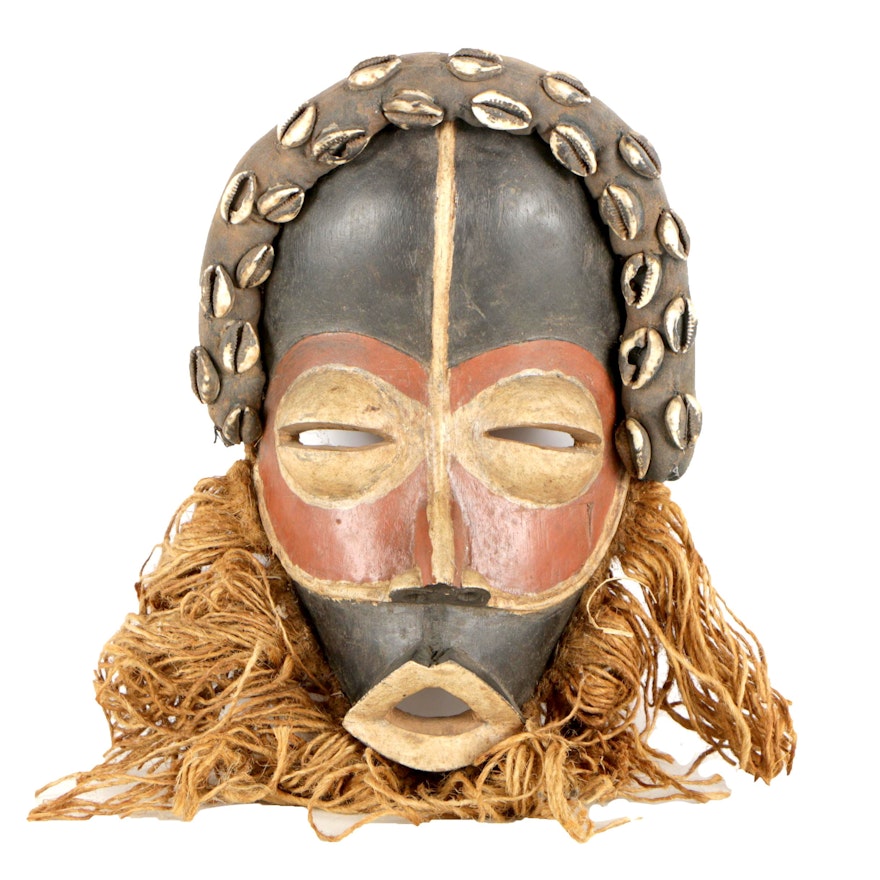 Côte d'Ivoire Dan "Go Ge" Mask with Cowrie Shells and Twine