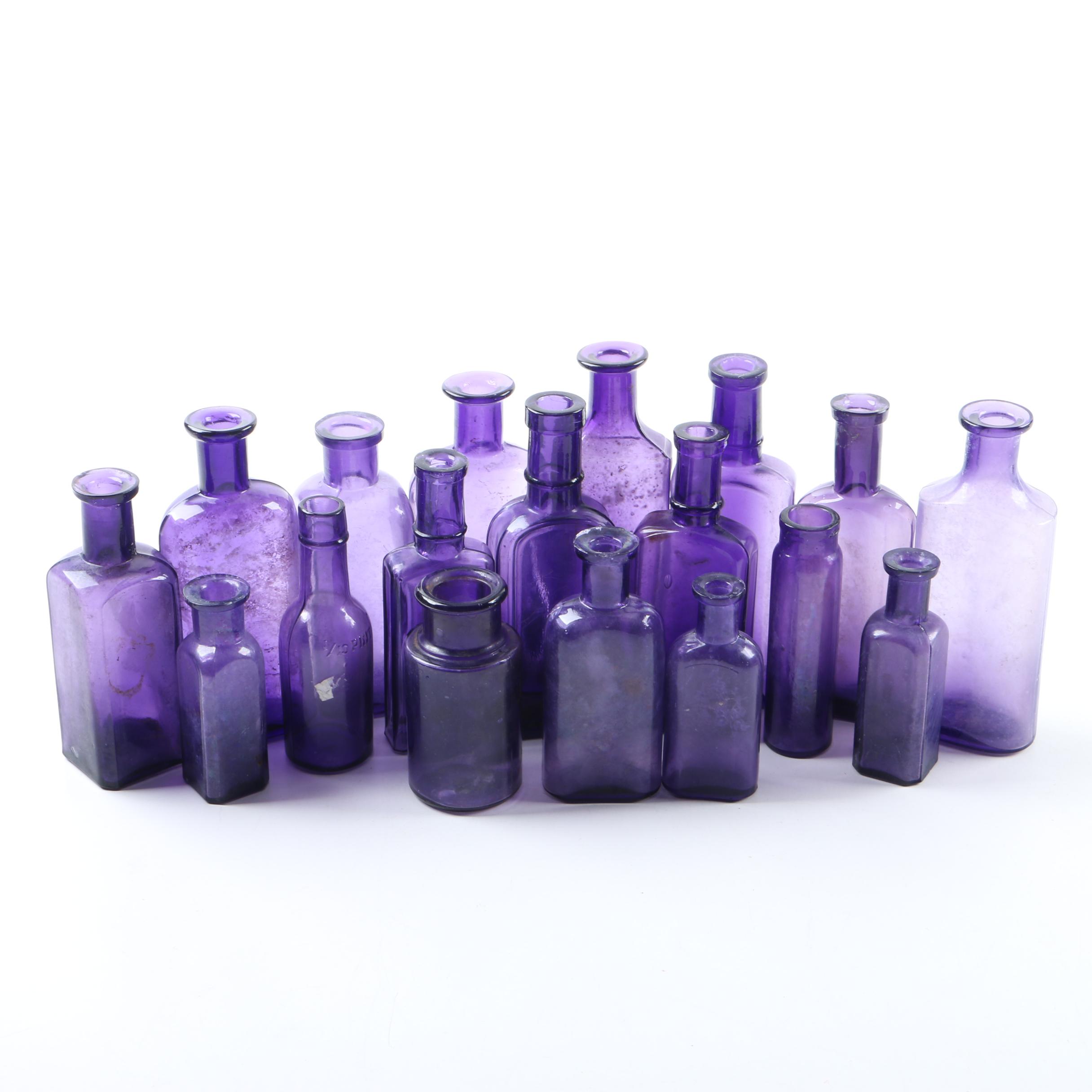 Vintage Purple Glass Apothecary Bottles