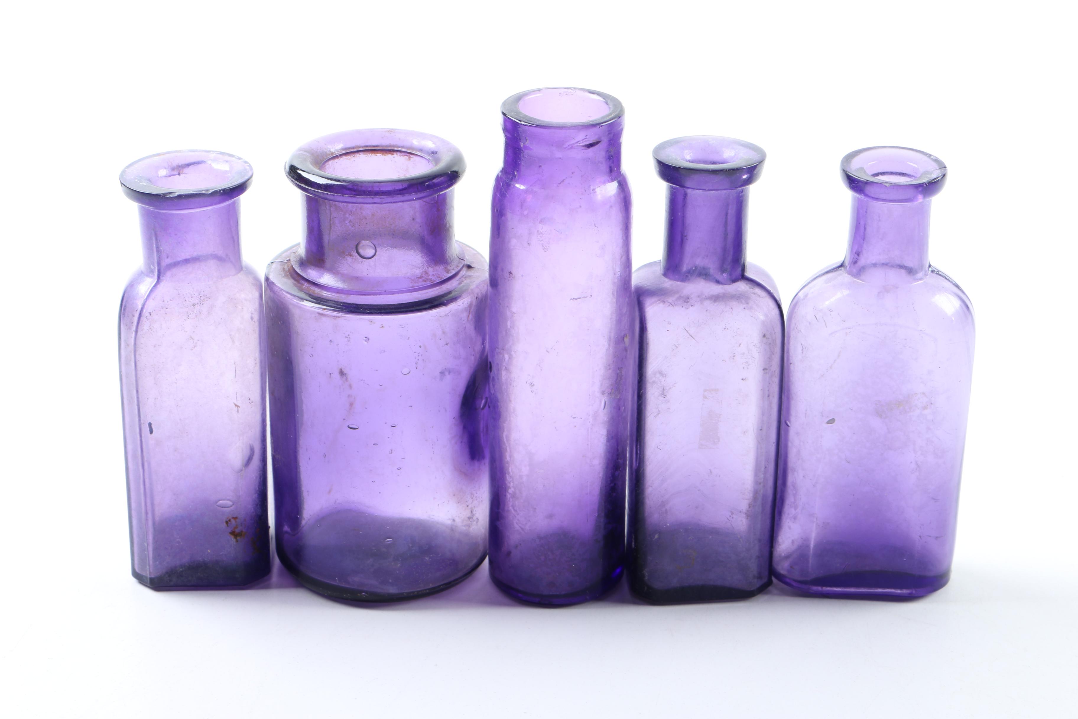 Vintage Purple Glass Apothecary Bottles