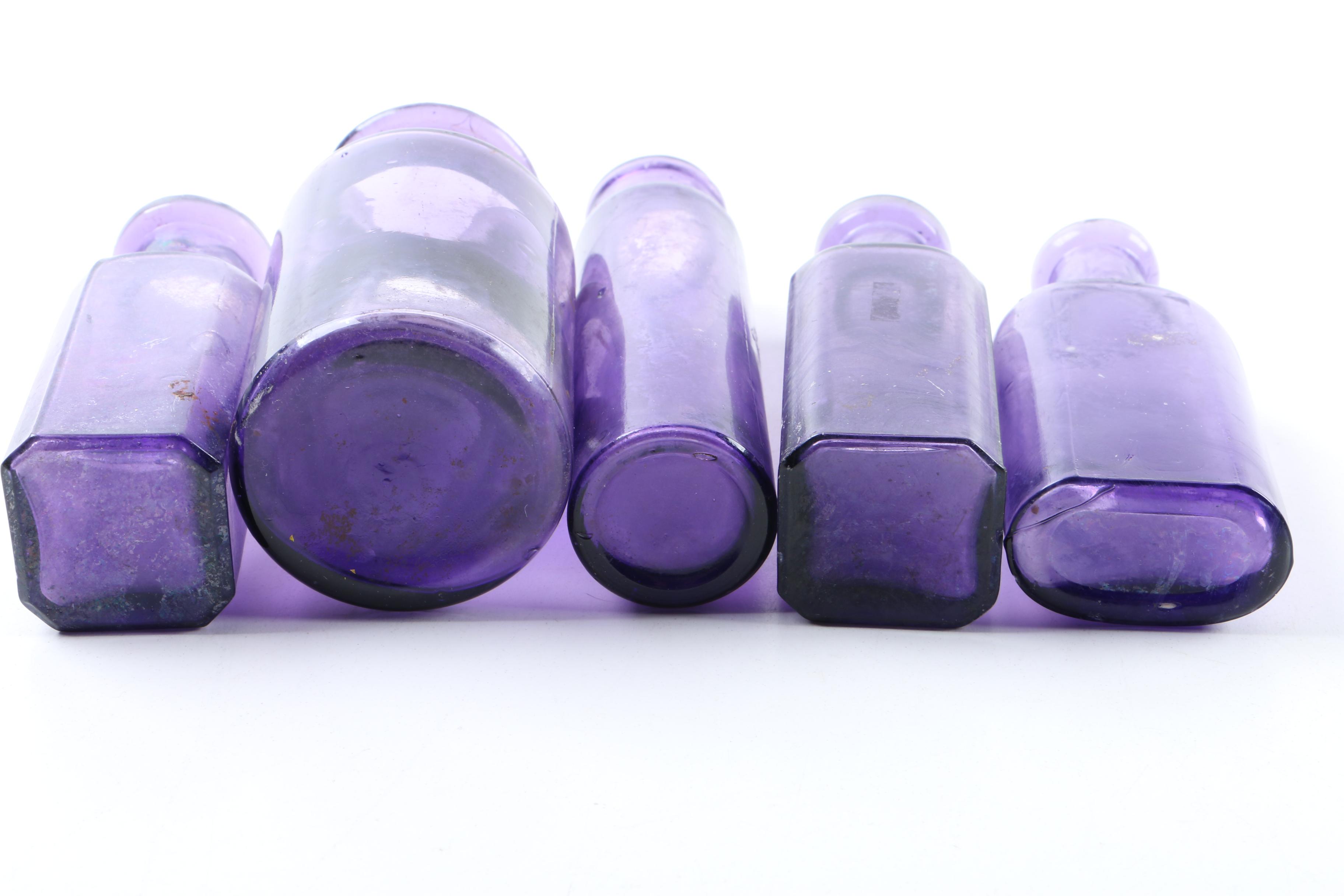 Vintage Purple Glass Apothecary Bottles