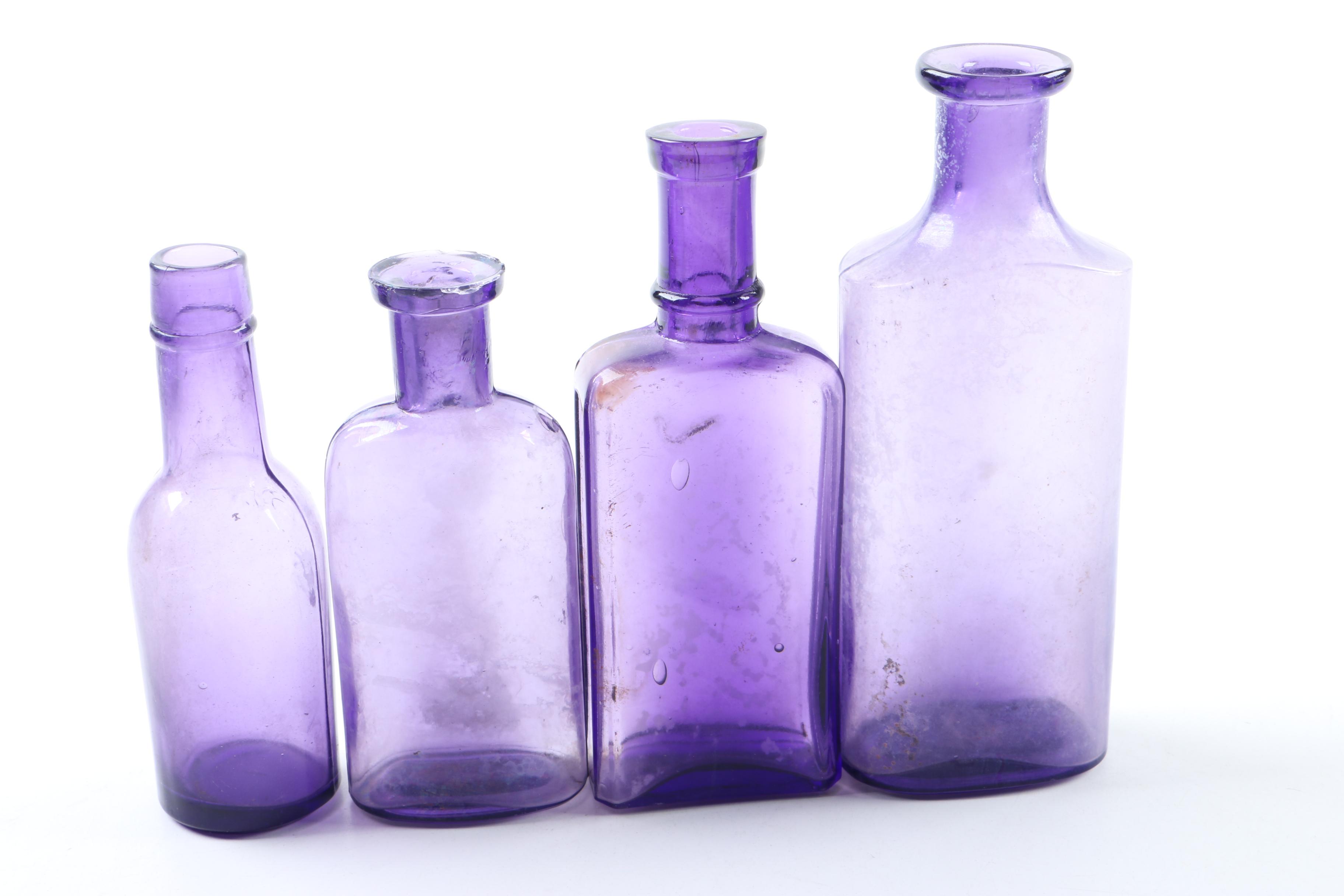 Vintage Purple Glass Apothecary Bottles