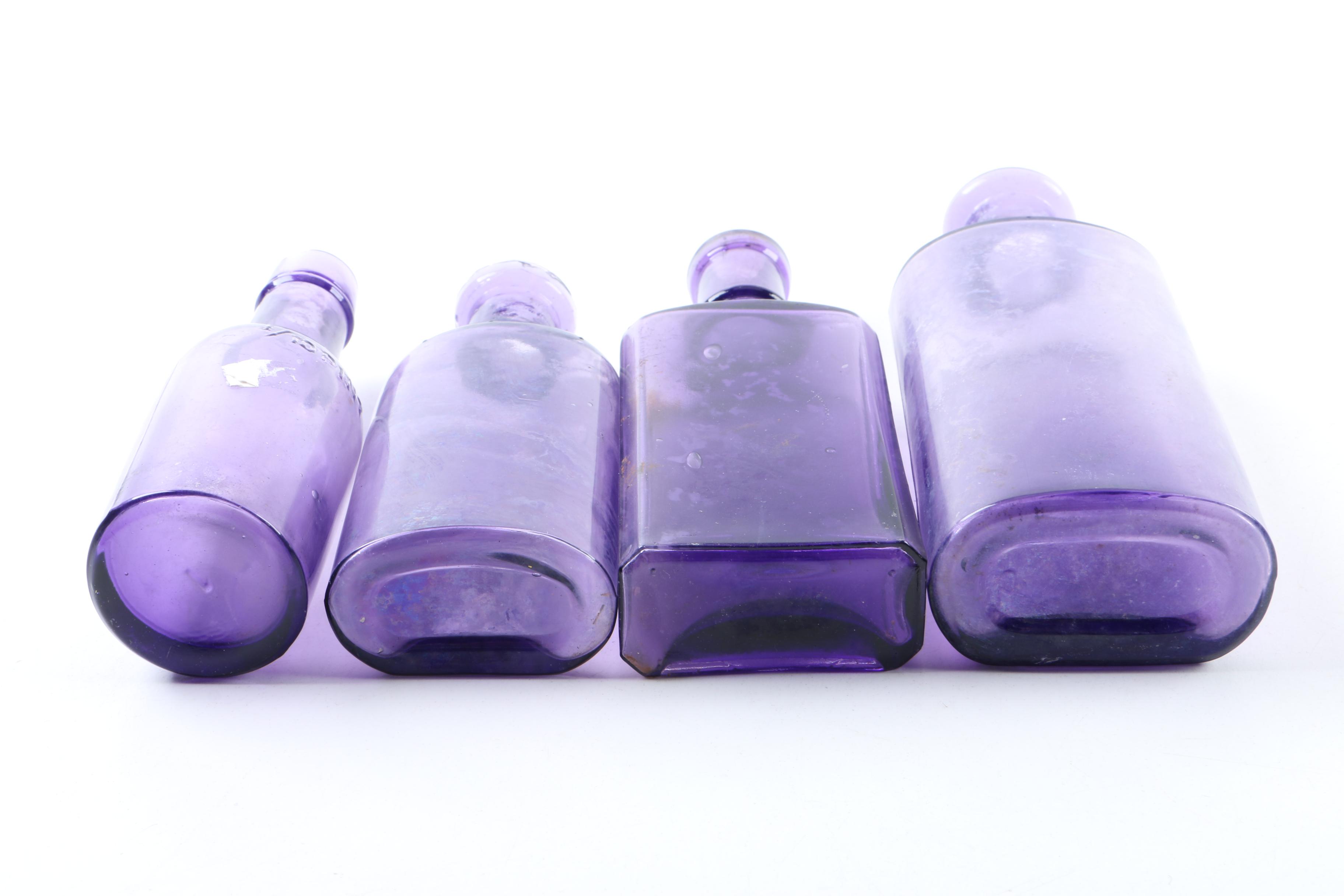 Vintage Purple Glass Apothecary Bottles