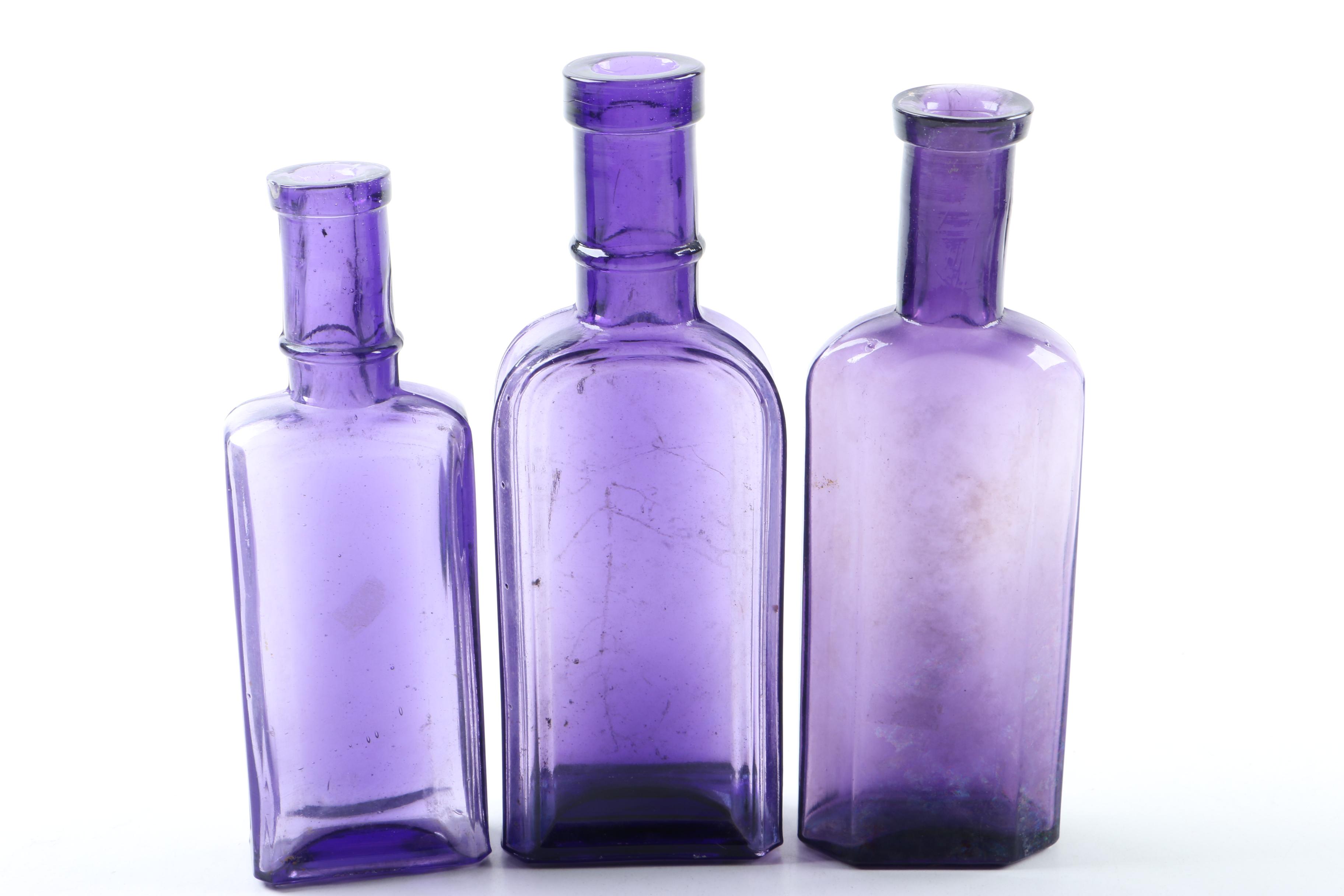 Vintage Purple Glass Apothecary Bottles