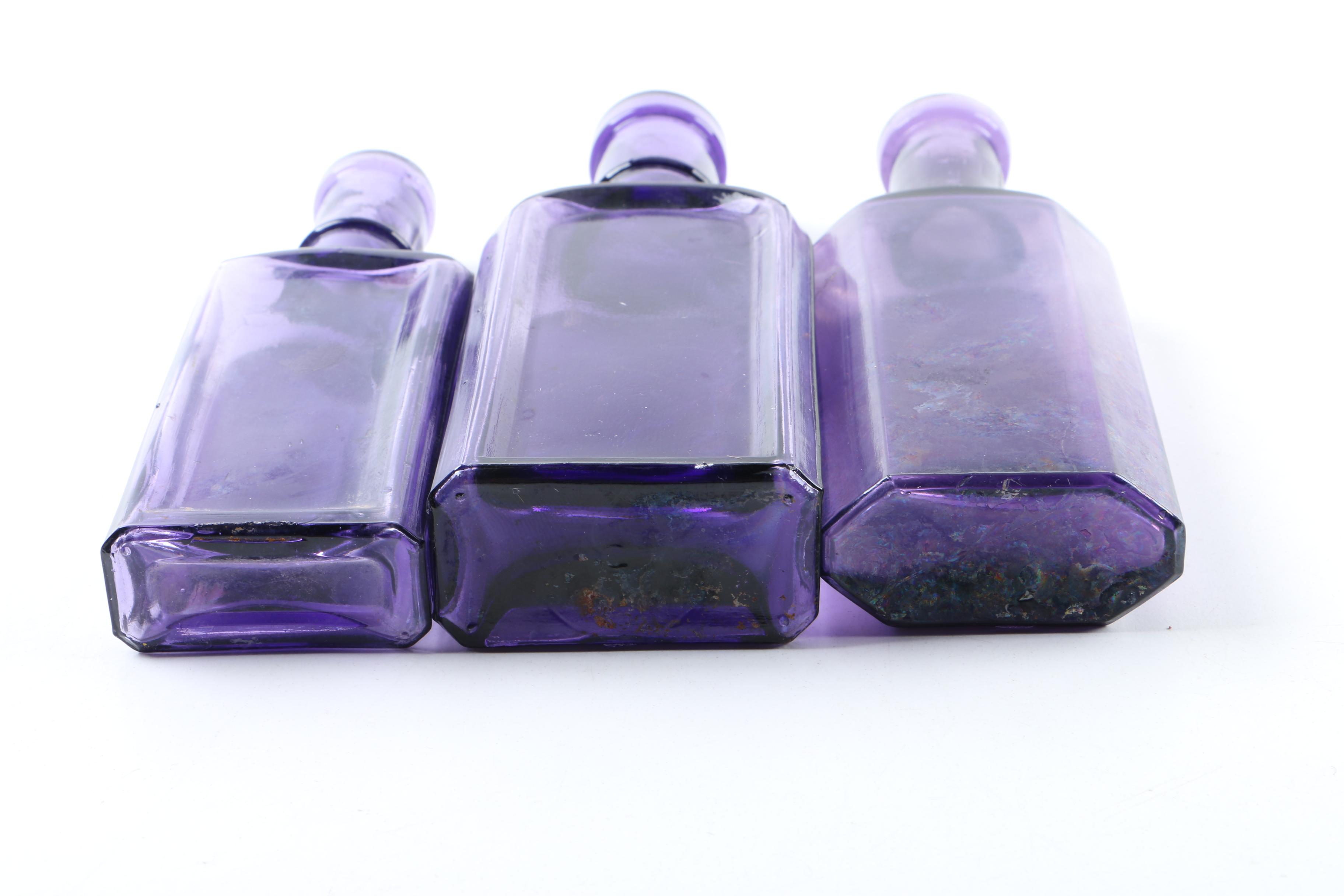 Vintage Purple Glass Apothecary Bottles