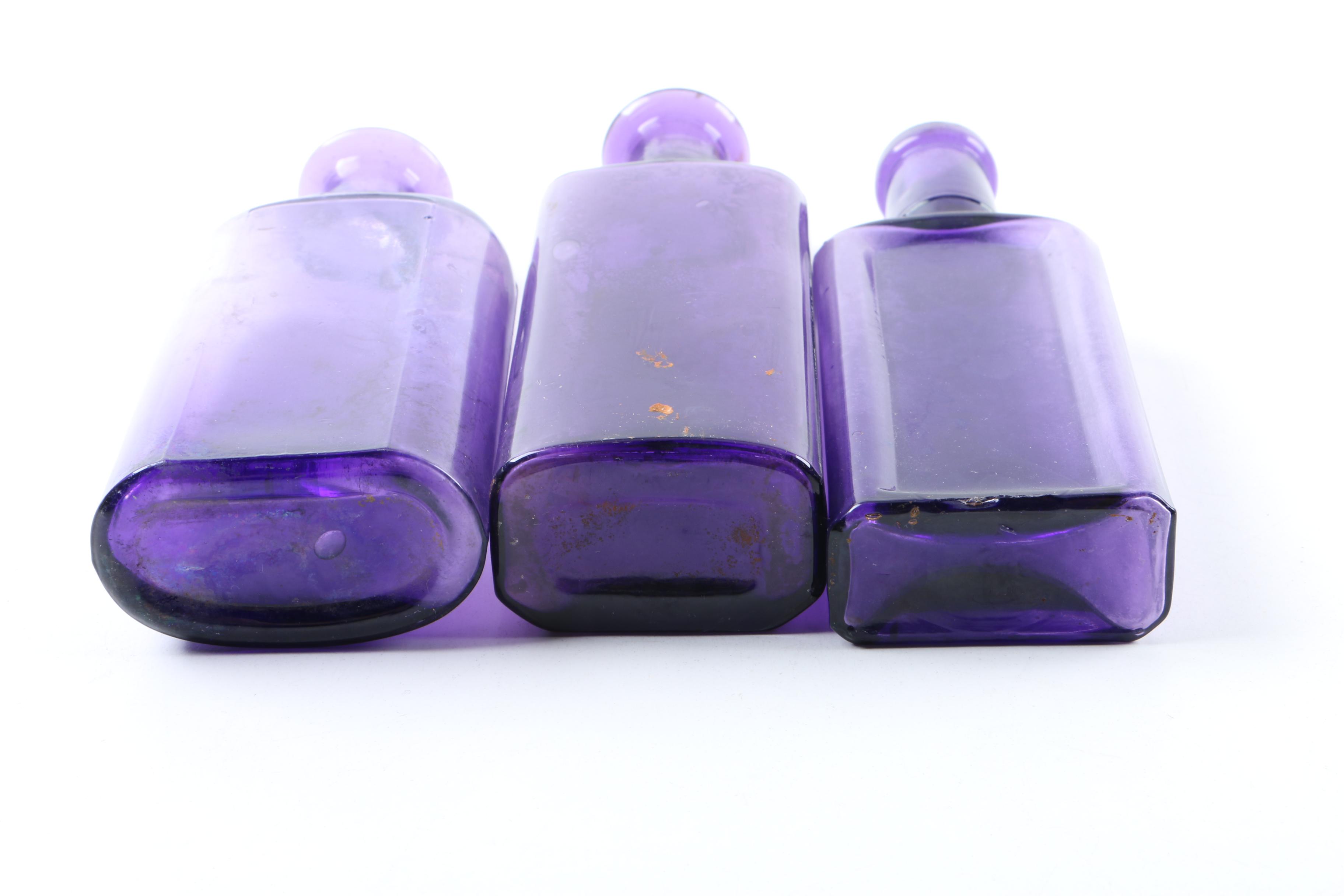 Vintage Purple Glass Apothecary Bottles
