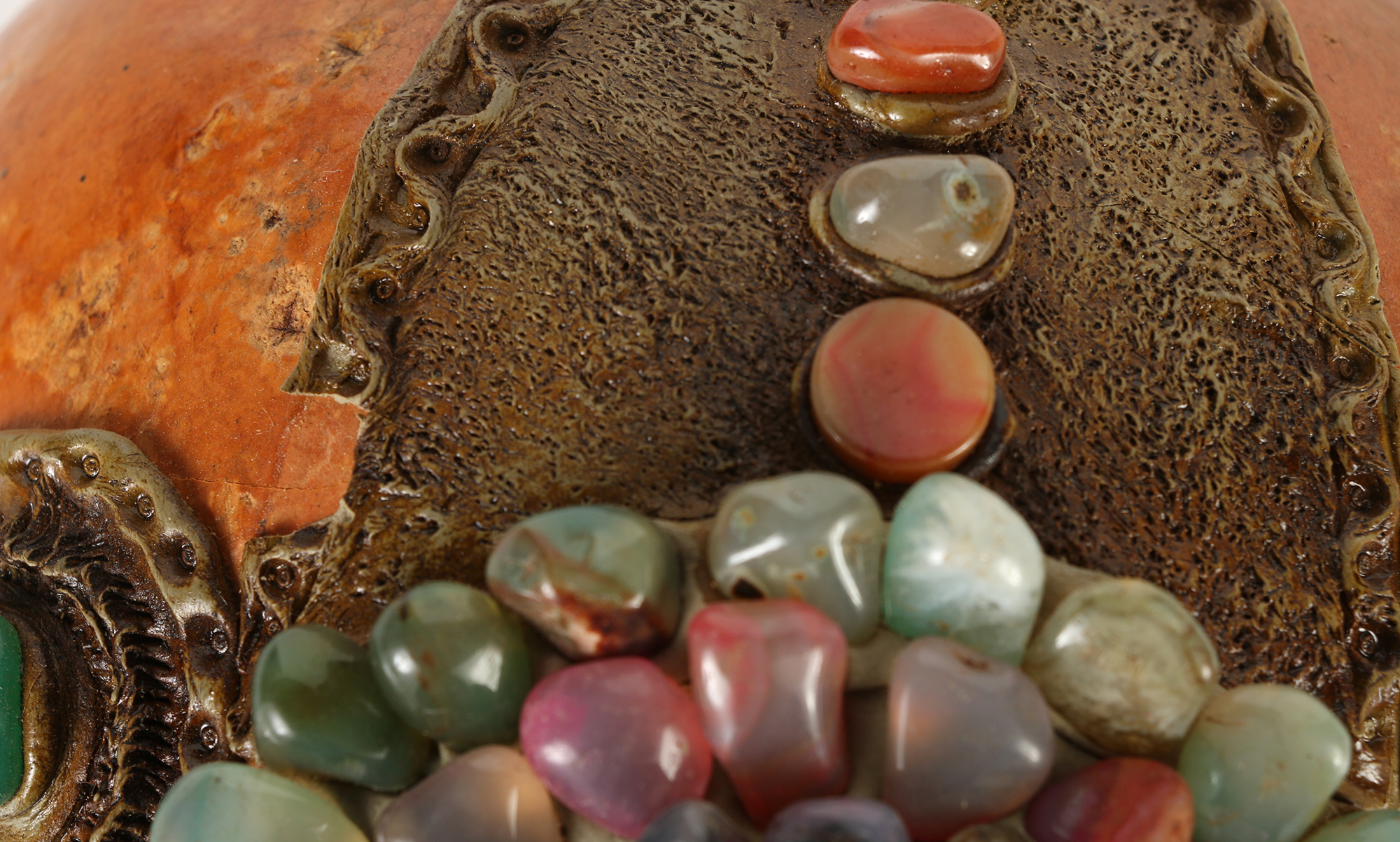 Brazilian Mixed Media "Gemstone Mask" with Amethyst and Agate Embellishments