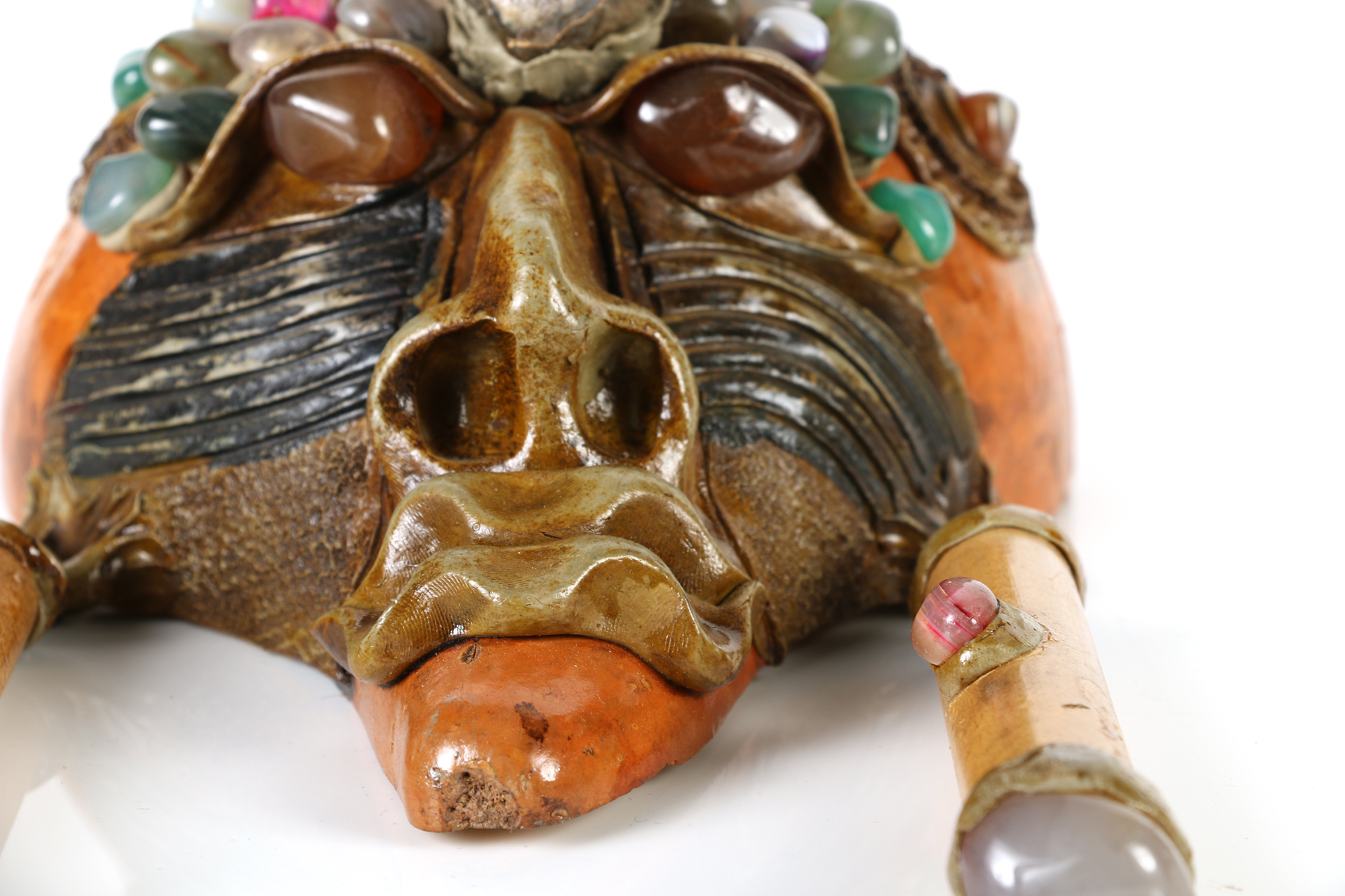 Brazilian Mixed Media "Gemstone Mask" with Amethyst and Agate Embellishments