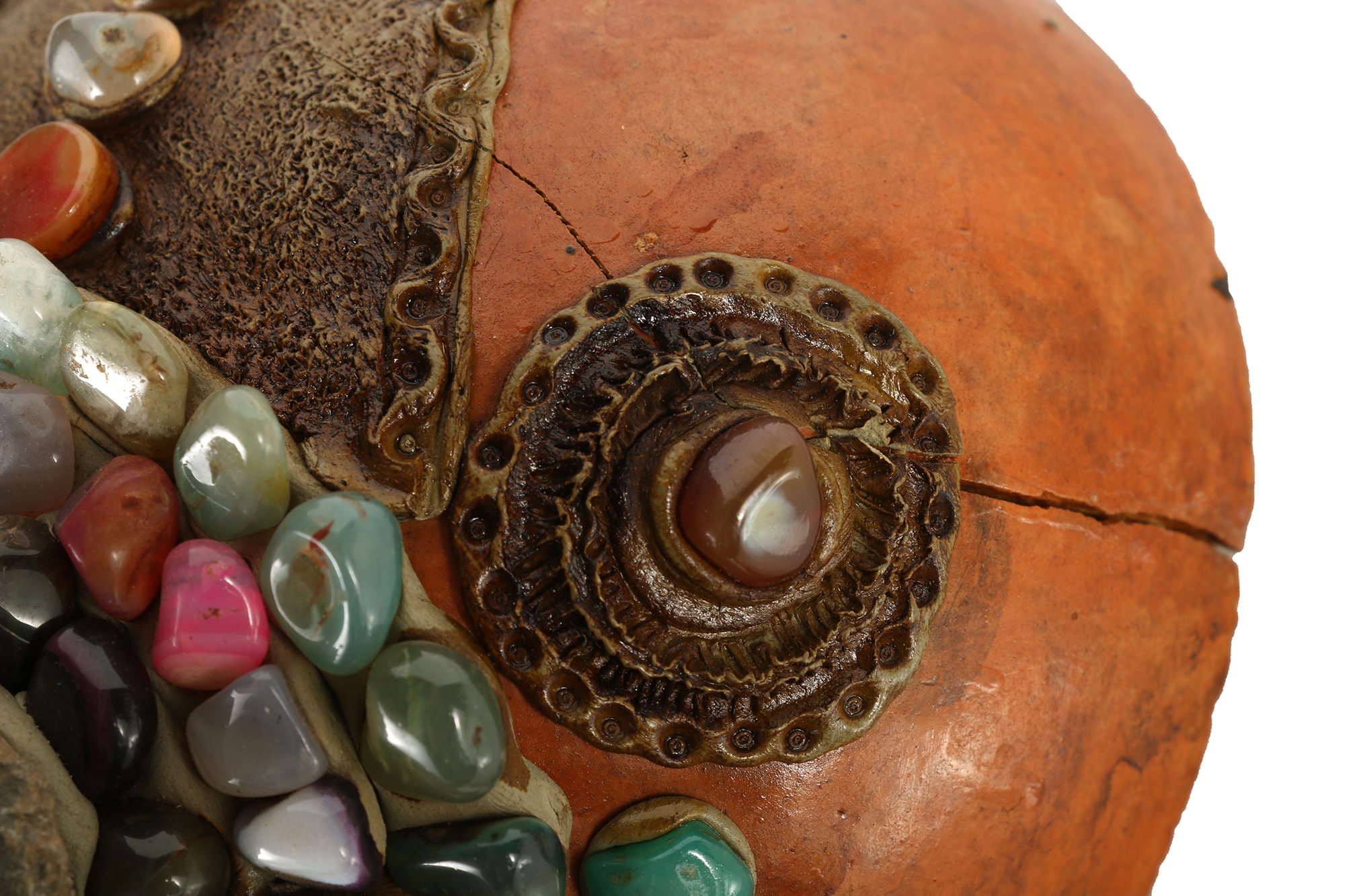 Brazilian Mixed Media "Gemstone Mask" with Amethyst and Agate Embellishments