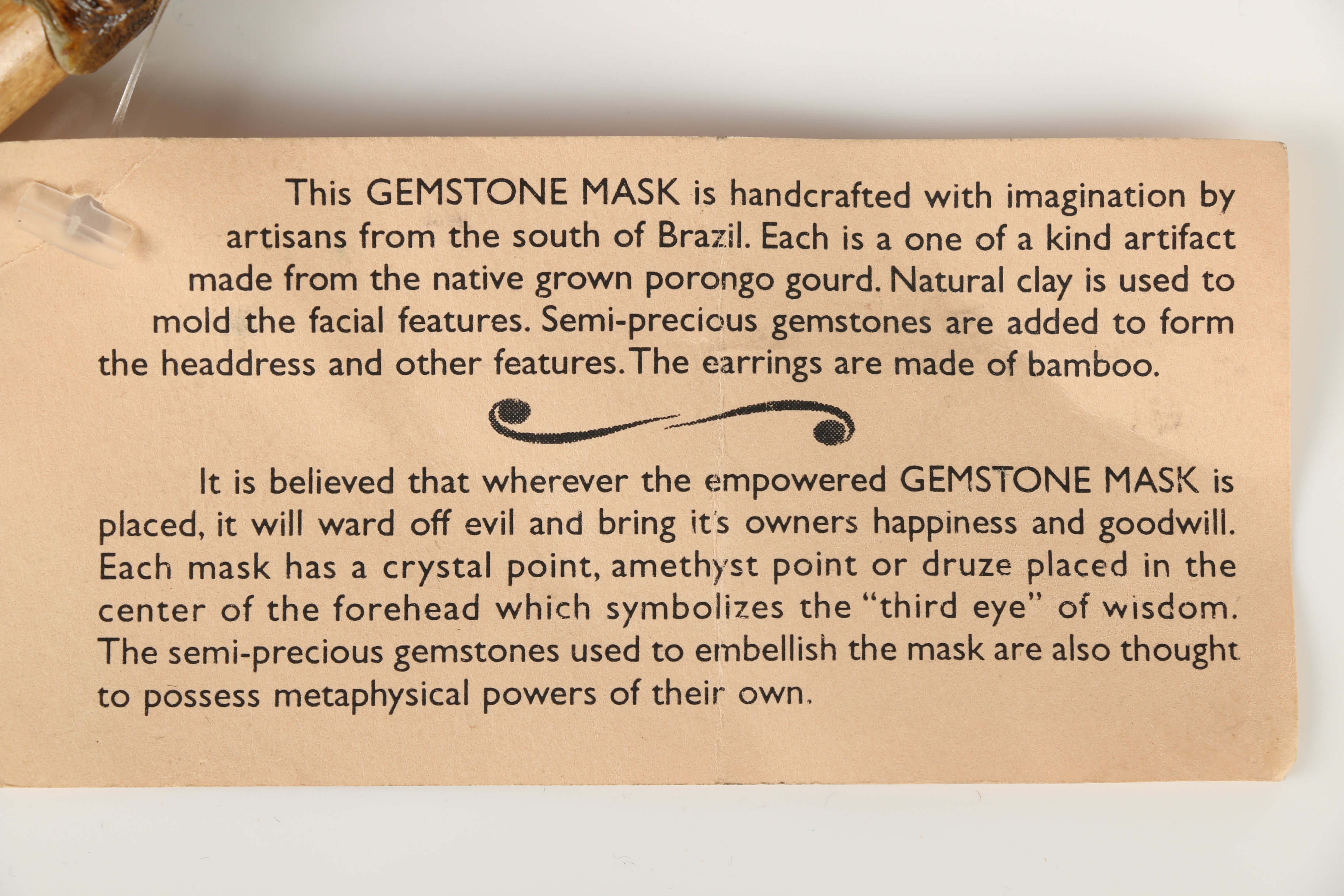 Brazilian Mixed Media "Gemstone Mask" with Amethyst and Agate Embellishments