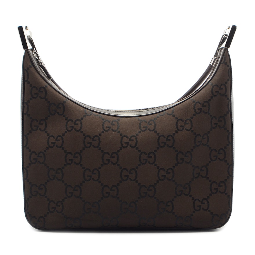 Gucci Brown Canvas and Leather Hobo Handbag