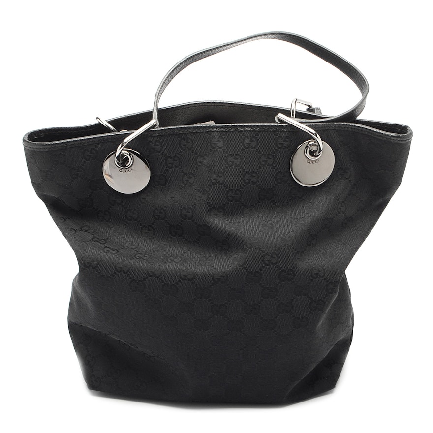 Gucci Black GG Canvas Tote Handbag