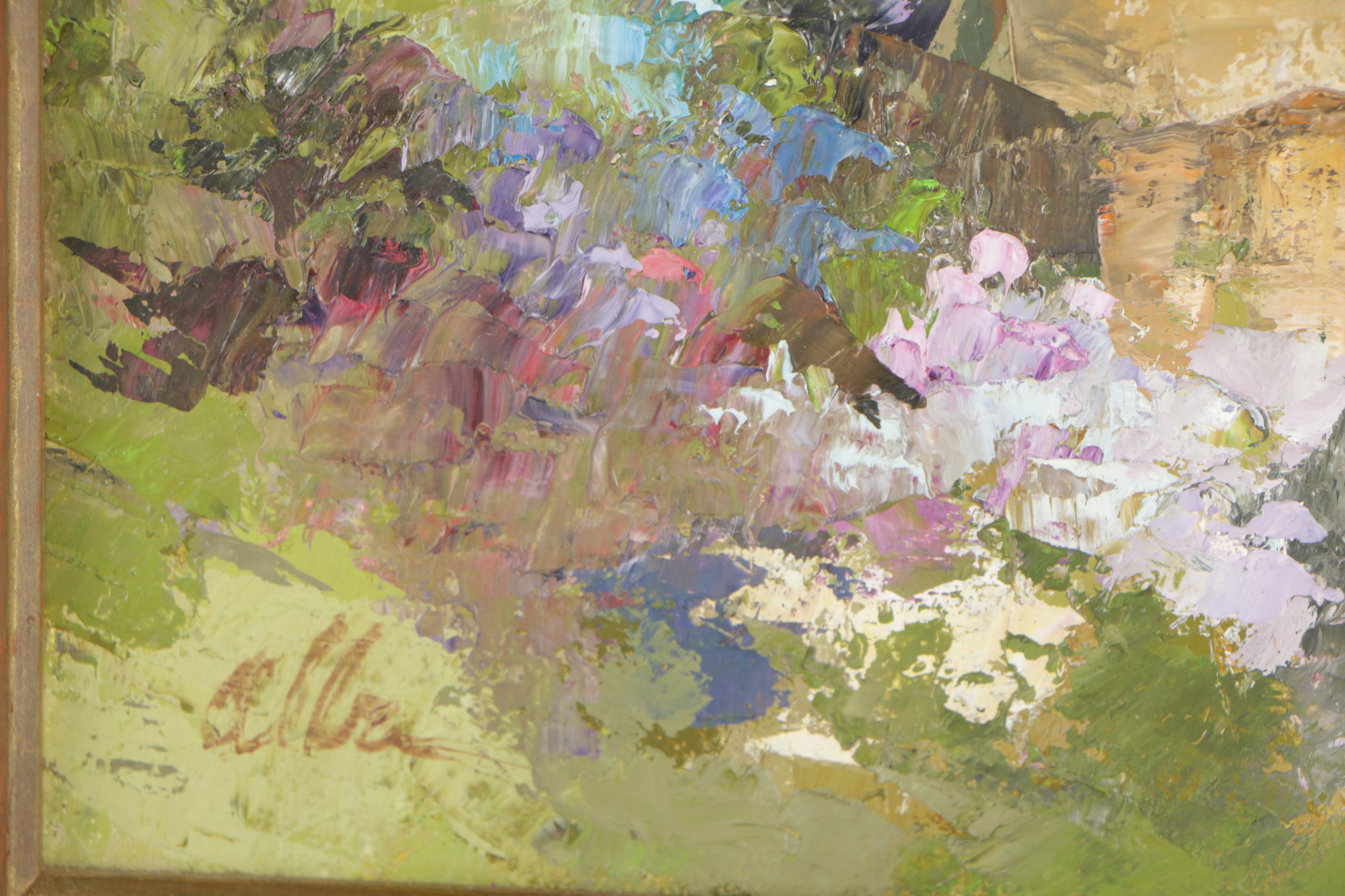 Alba Scott Oil Painting of a Garden Scene