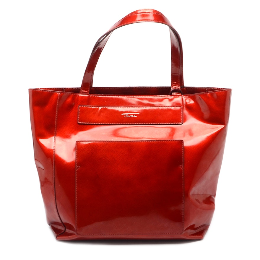 Red Tumi Tote Bag with Attached Purse