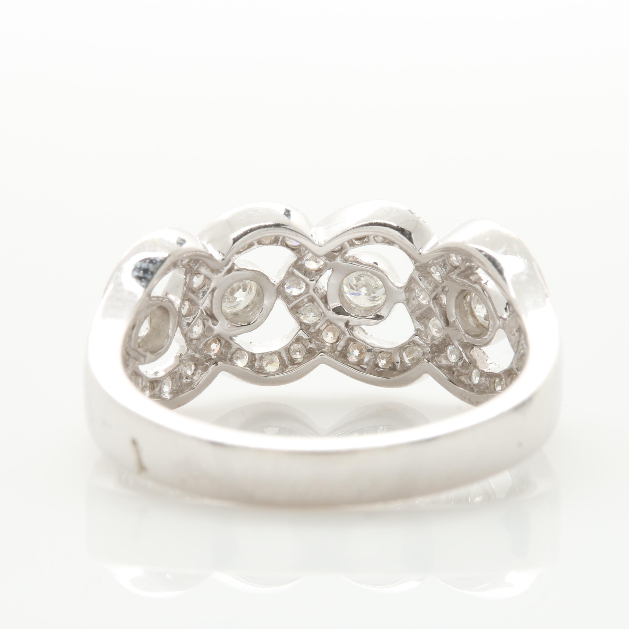 14K White Gold Diamond Band