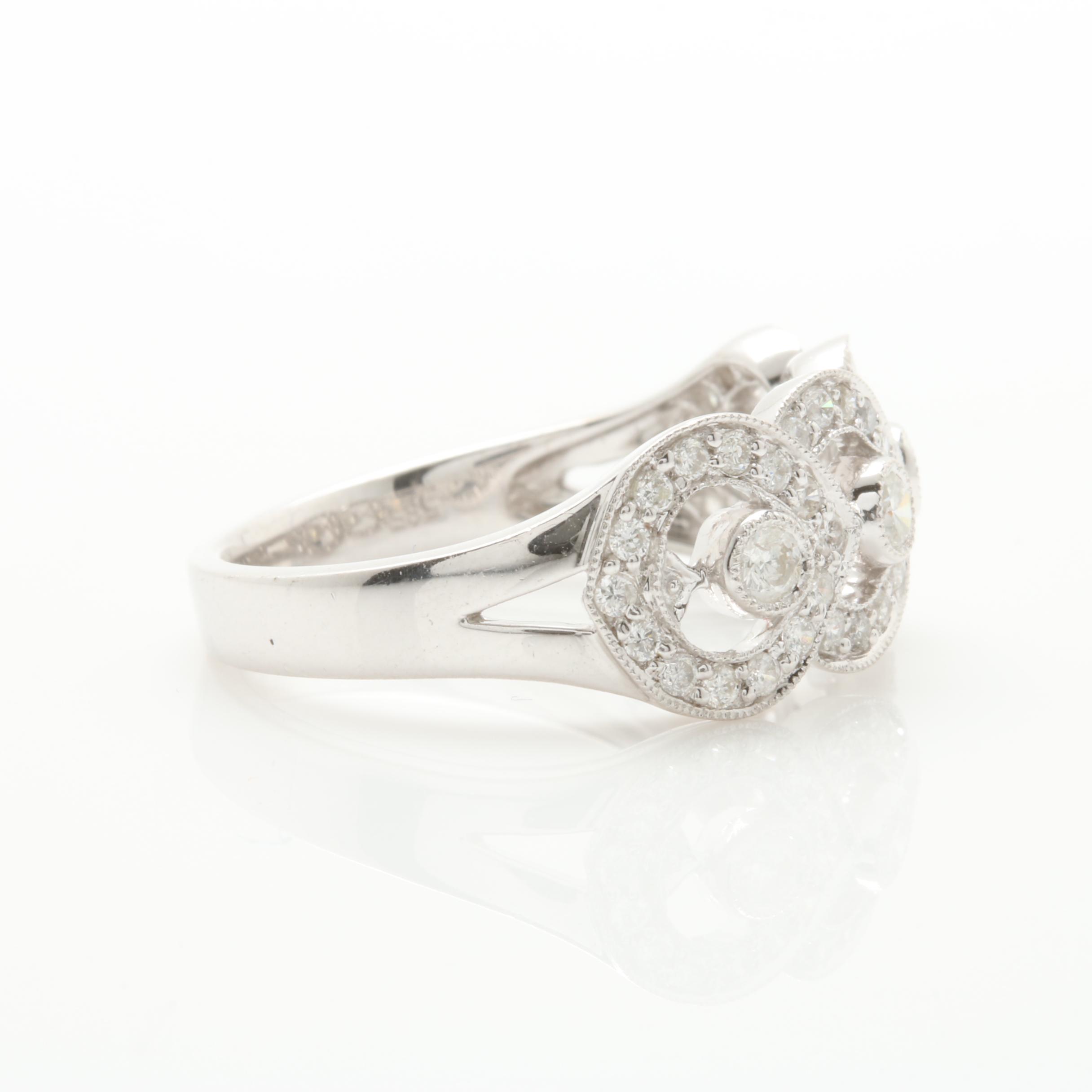 14K White Gold Diamond Band