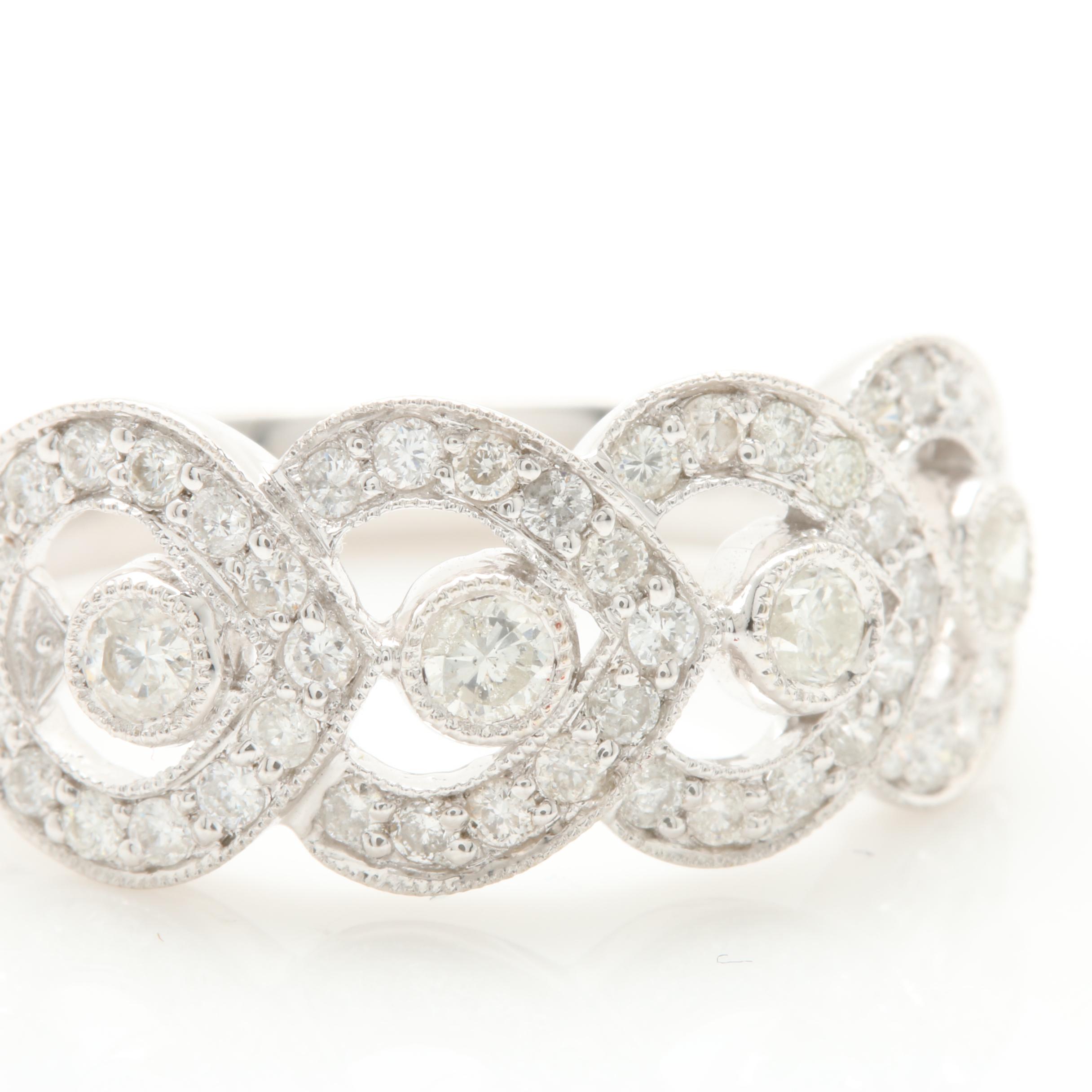 14K White Gold Diamond Band