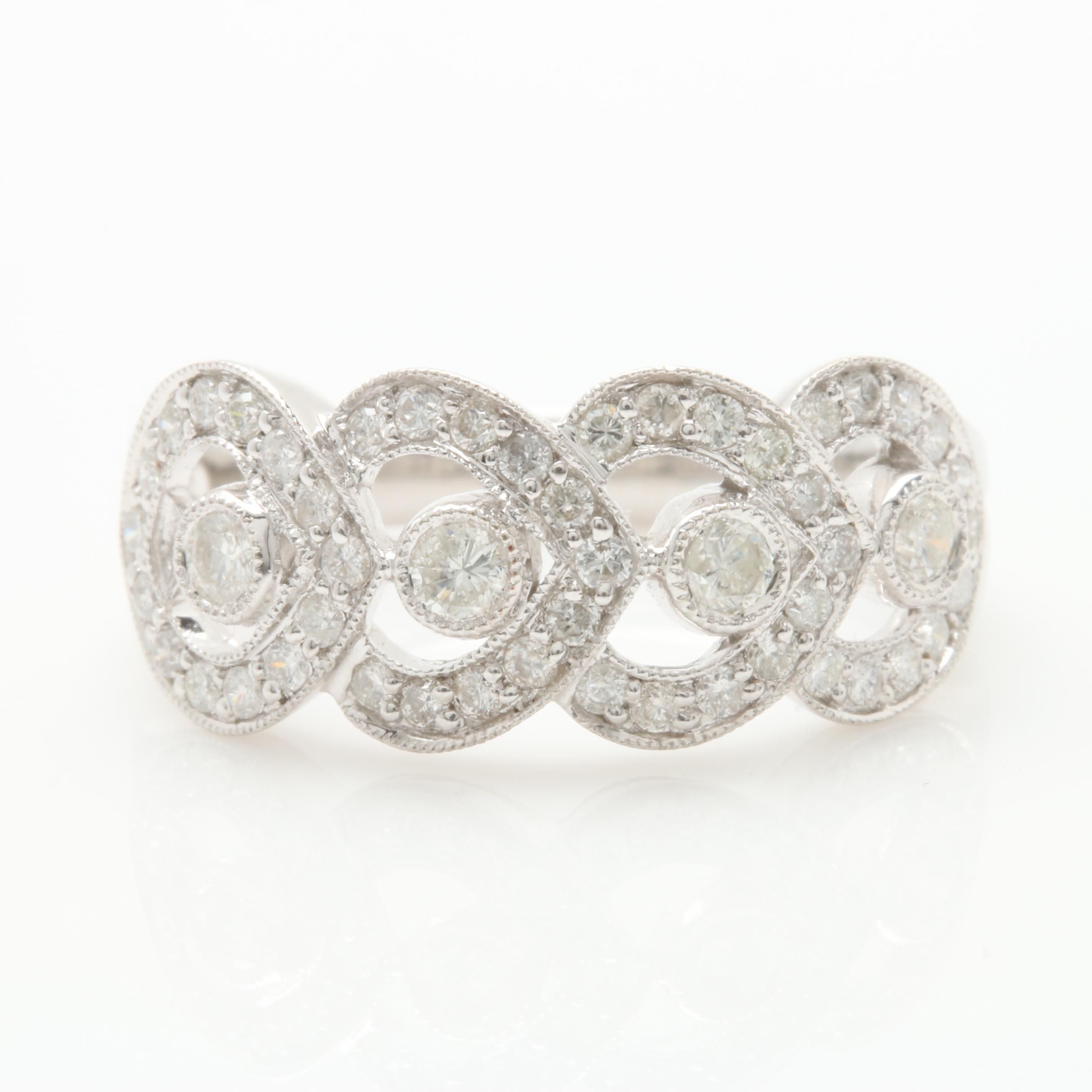 14K White Gold Diamond Band