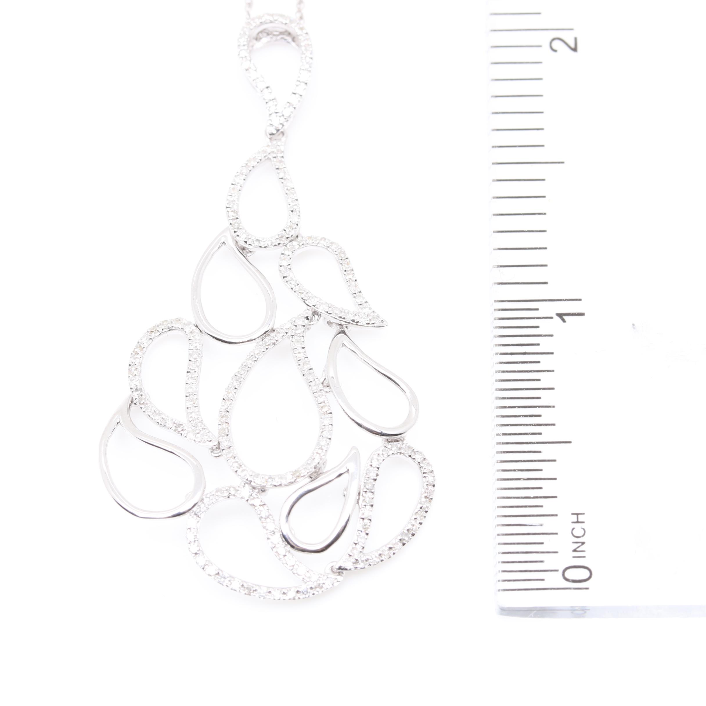 14K White Gold Diamond Pendant Necklace