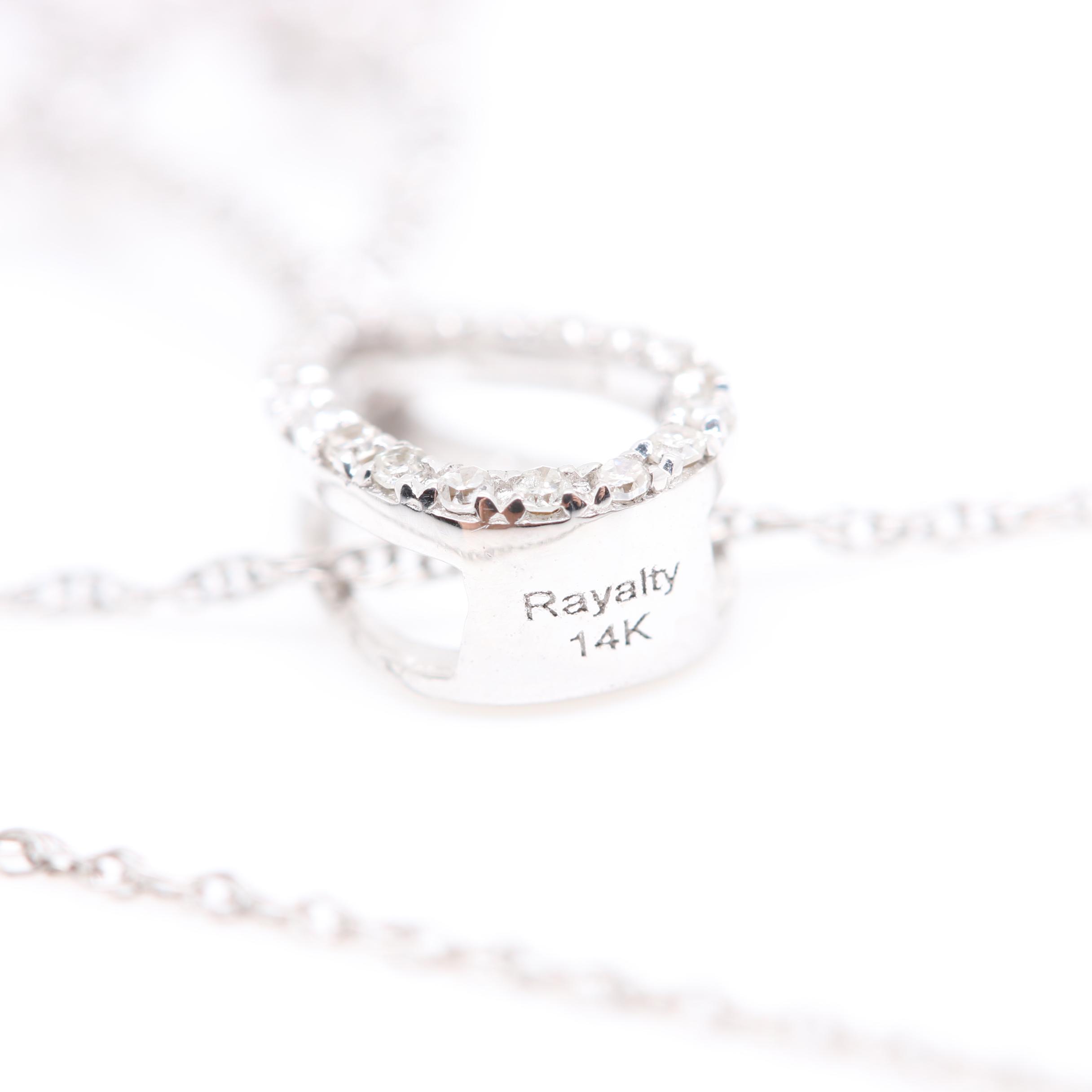 14K White Gold Diamond Pendant Necklace