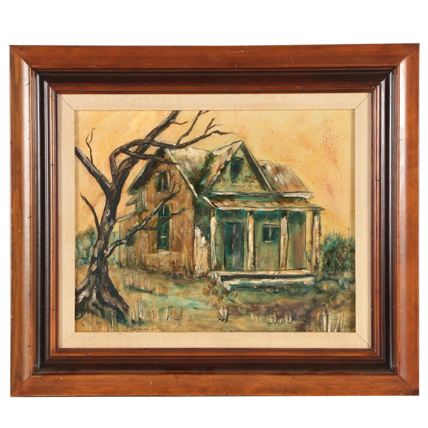 Suzanne Luker Circa 1980s Oil Painting "Abandoned"