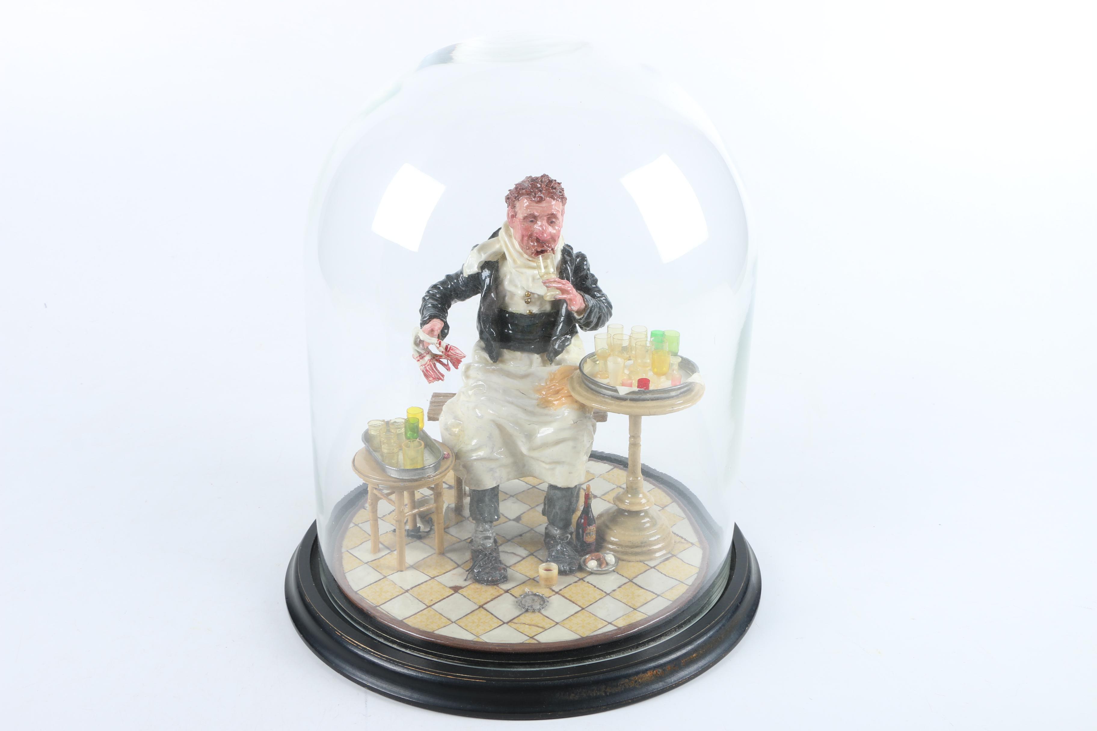 Vintage Marshall Field & Company Figurine Under Glass Dome