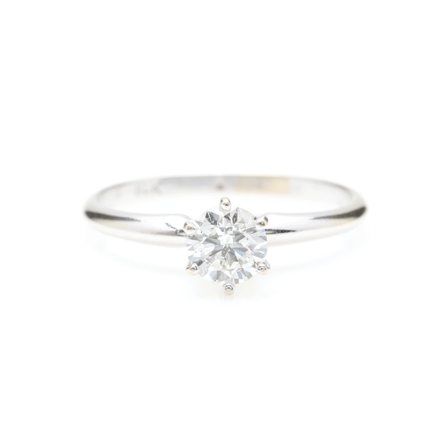 14K White Gold Diamond Solitaire Ring