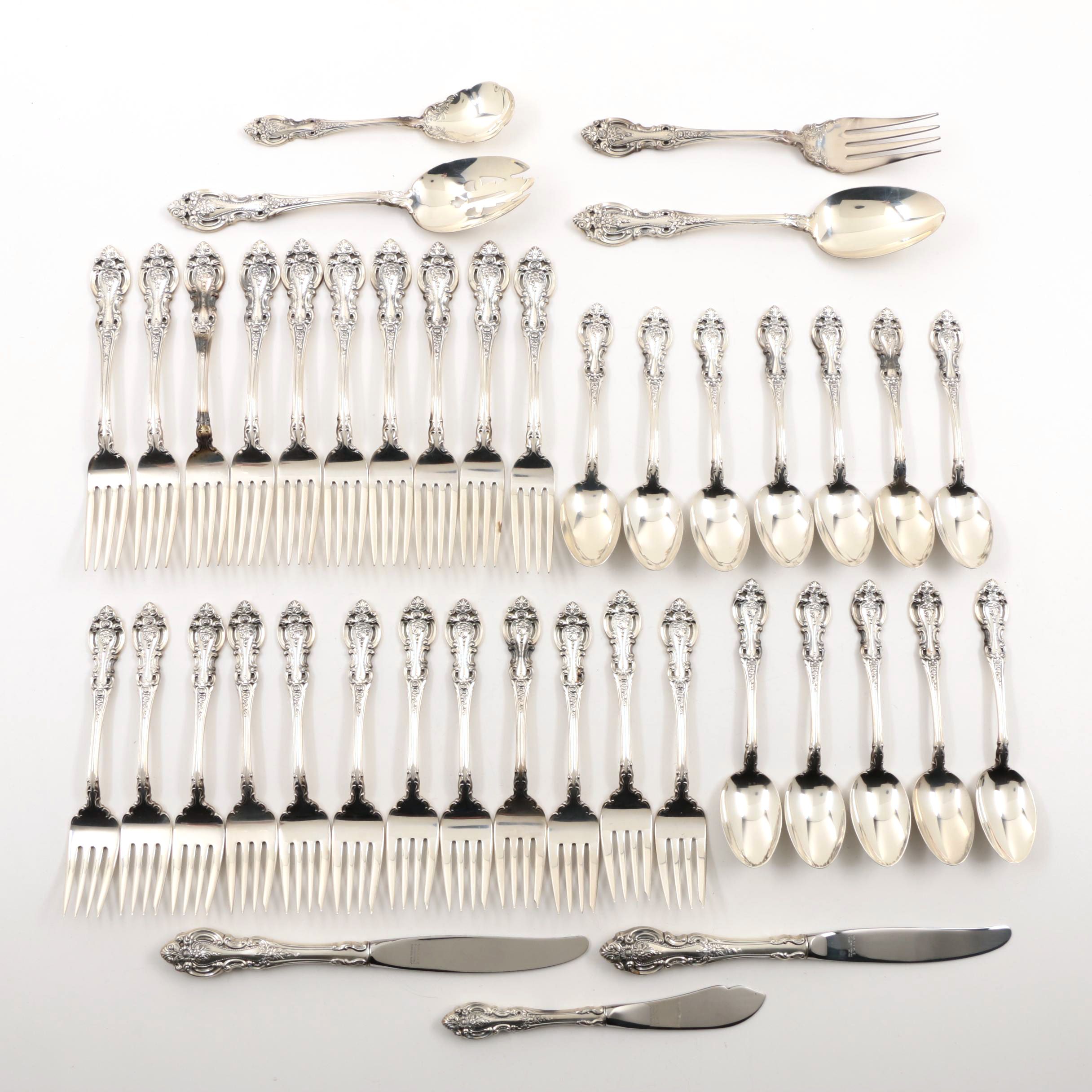 Wallace "Grand Victorian" Sterling Silver Flatware and Serving Utensils