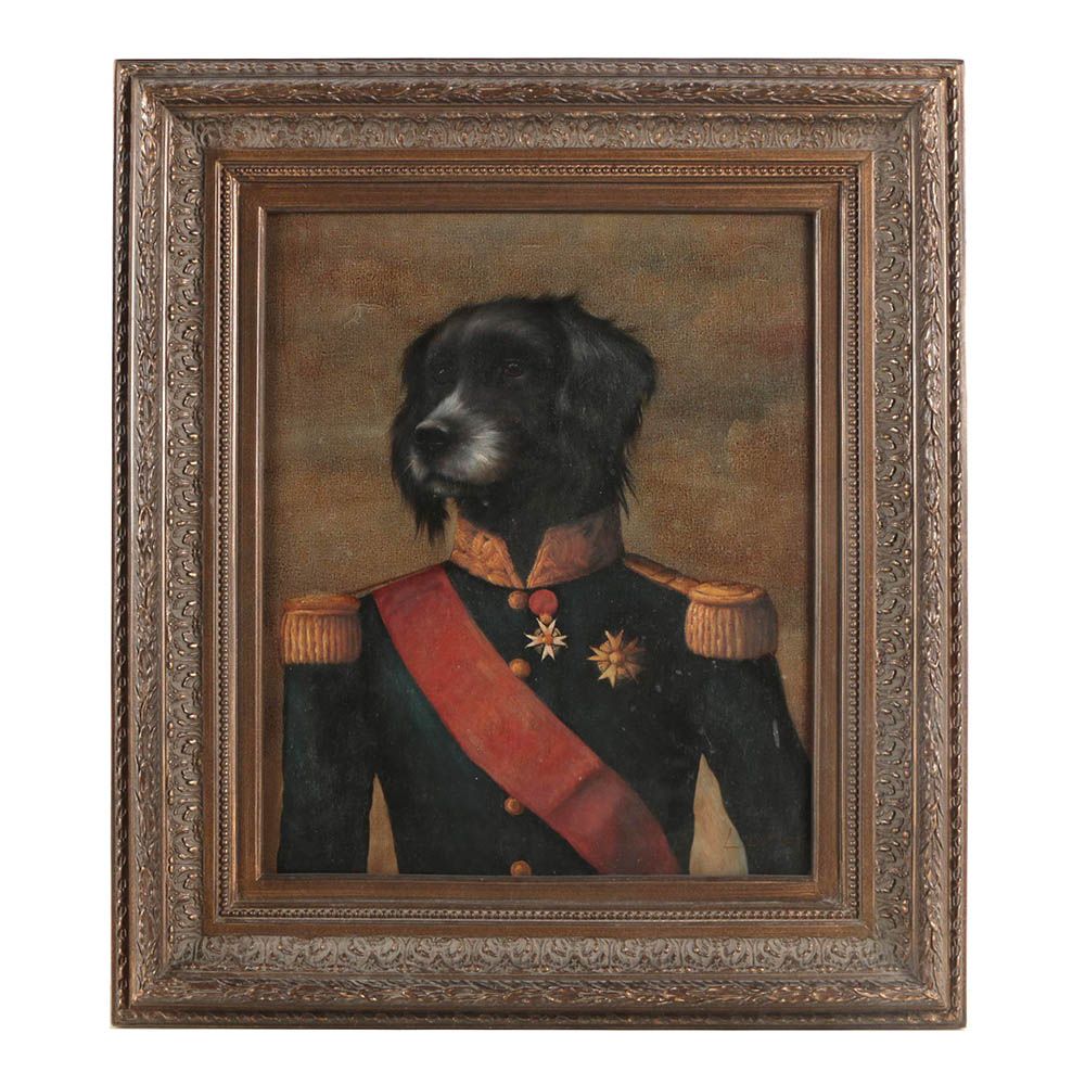L. Butler Oil Painting of Anthropomorphic Dog in Uniform