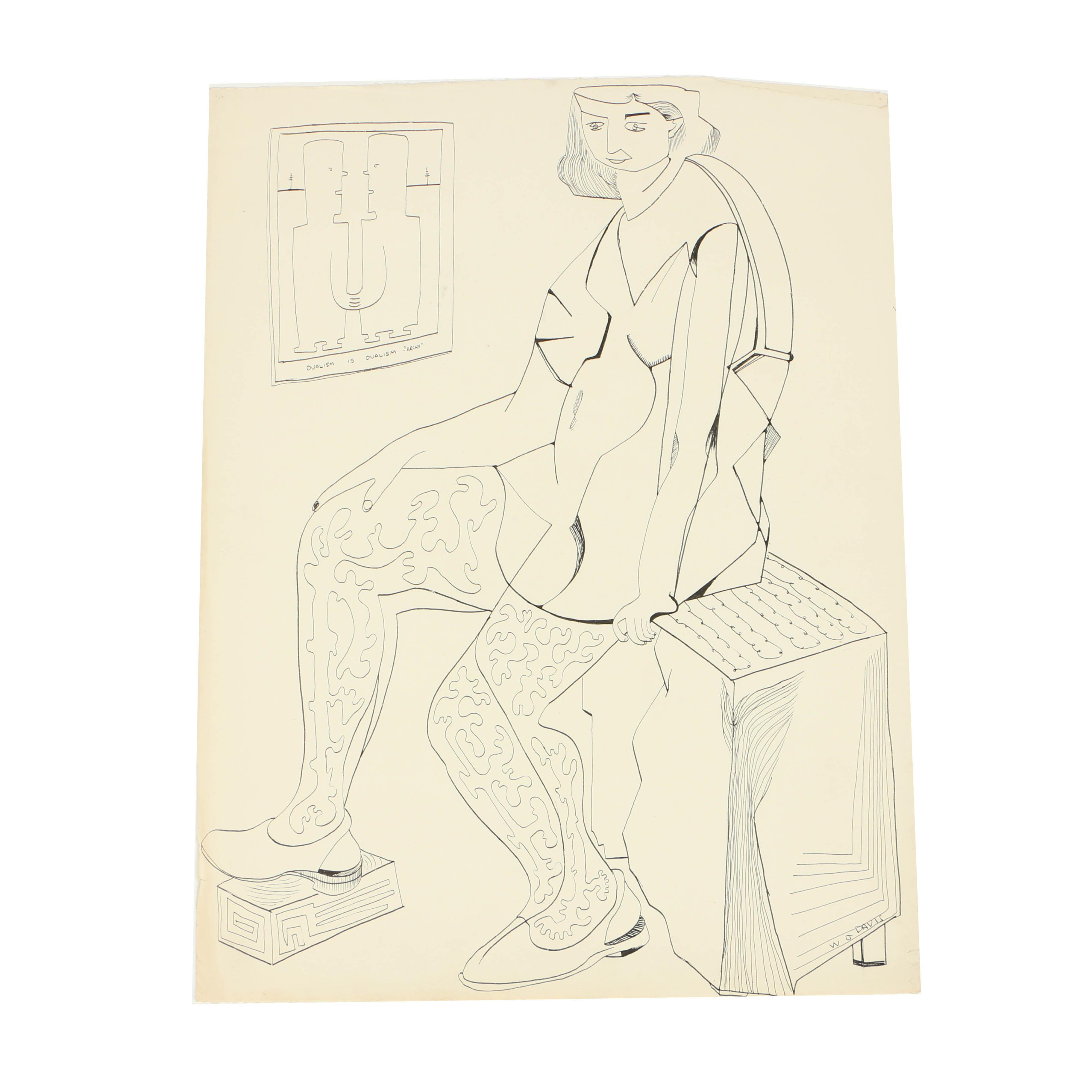 W. Glen Davis Ink Drawing on Paper