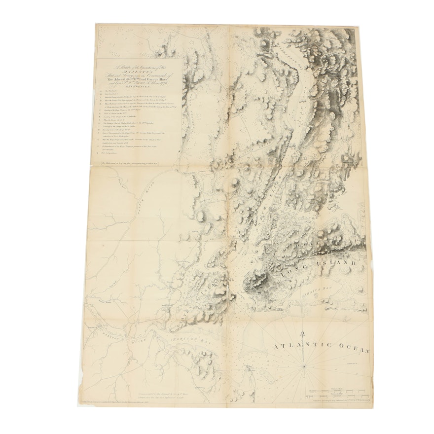 1864 Reissue of Joseph DesBarres' Map of New York City and Harbor