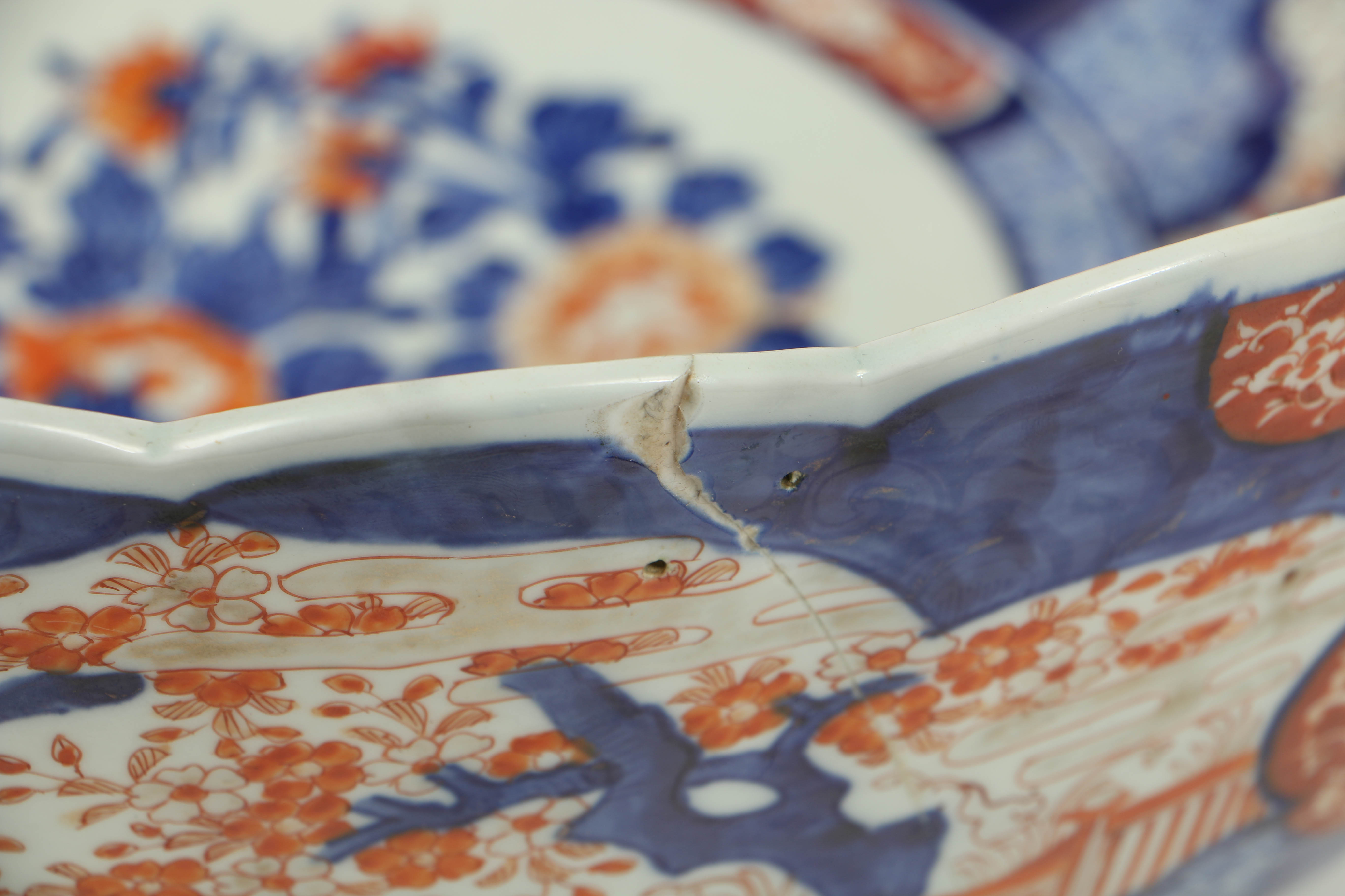 Very Large Meiji Period Japanese Imari Bowl with Scalloped Rim