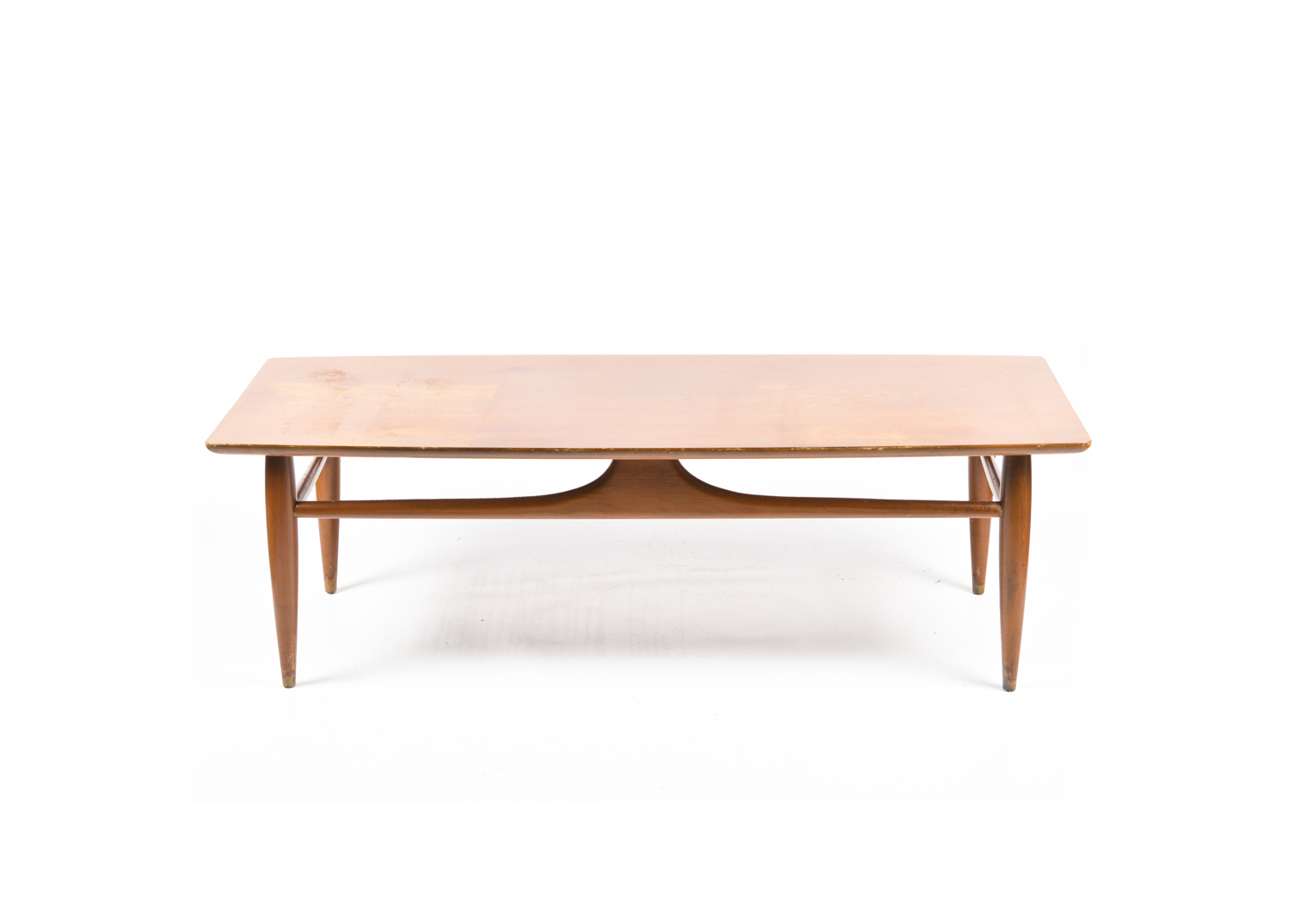 Vintage Mersman Mid Century Modern Walnut Surfboard Style Coffee Table