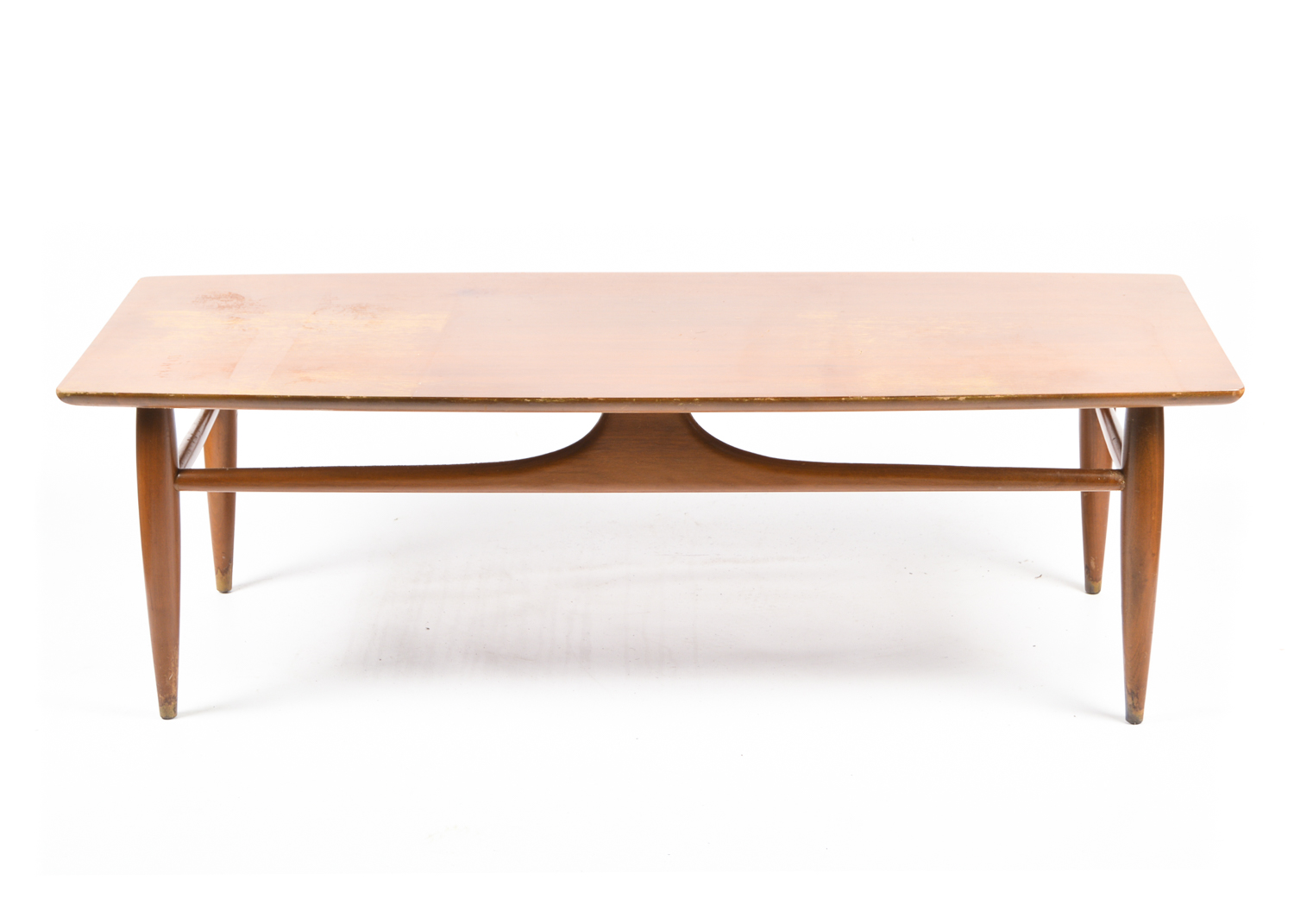 Vintage Mersman Mid Century Modern Walnut Surfboard Style Coffee Table