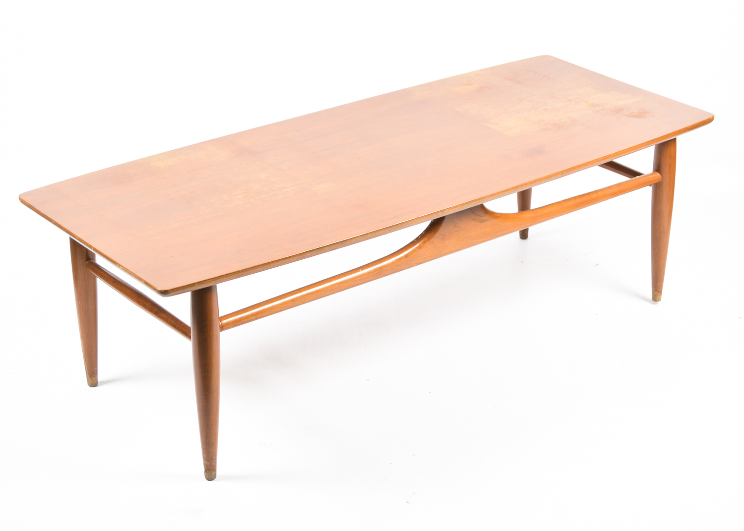 Vintage Mersman Mid Century Modern Walnut Surfboard Style Coffee Table