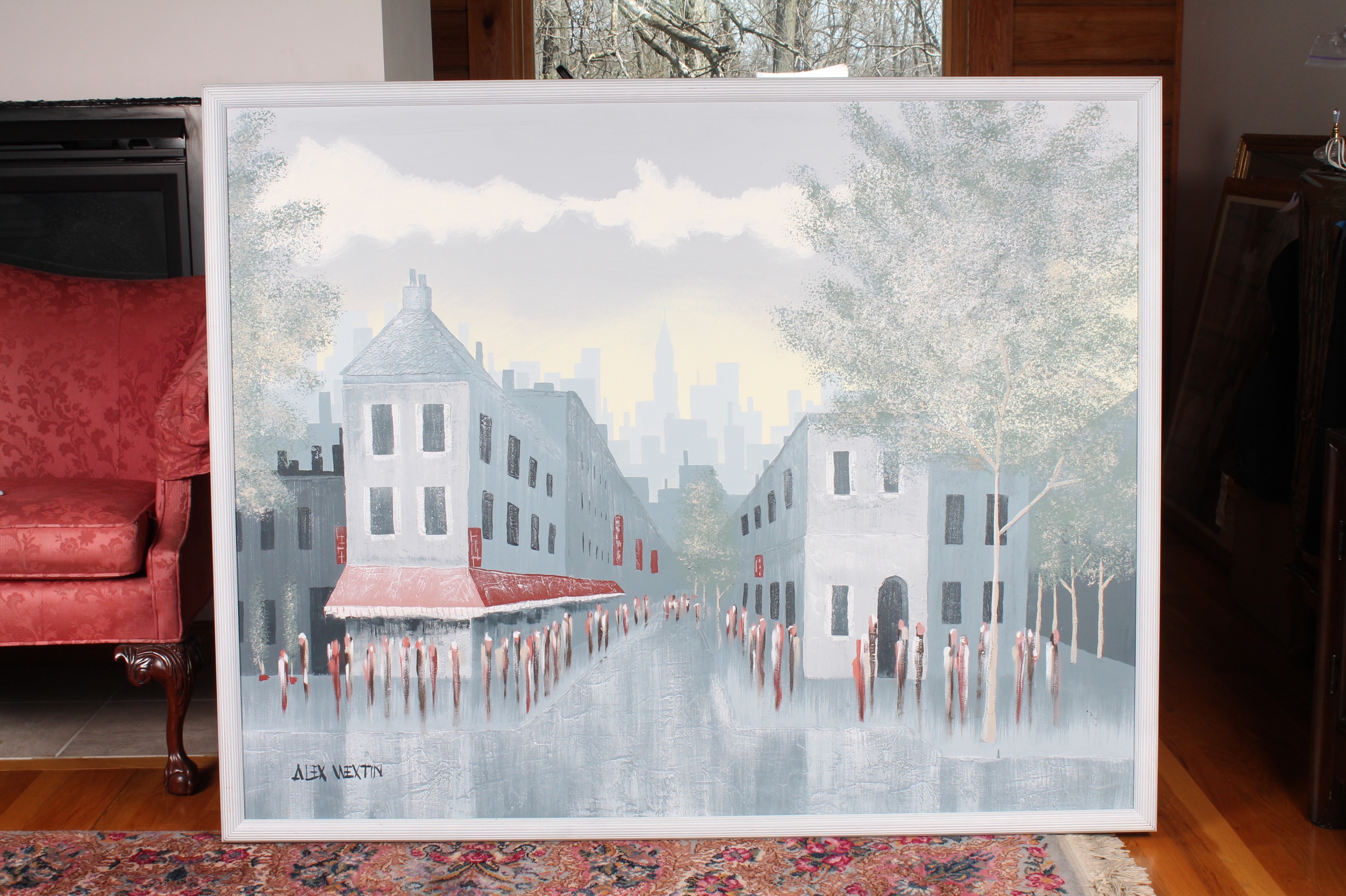 Alex Wextin Oil and Plaster on Board Painting "City Streets"