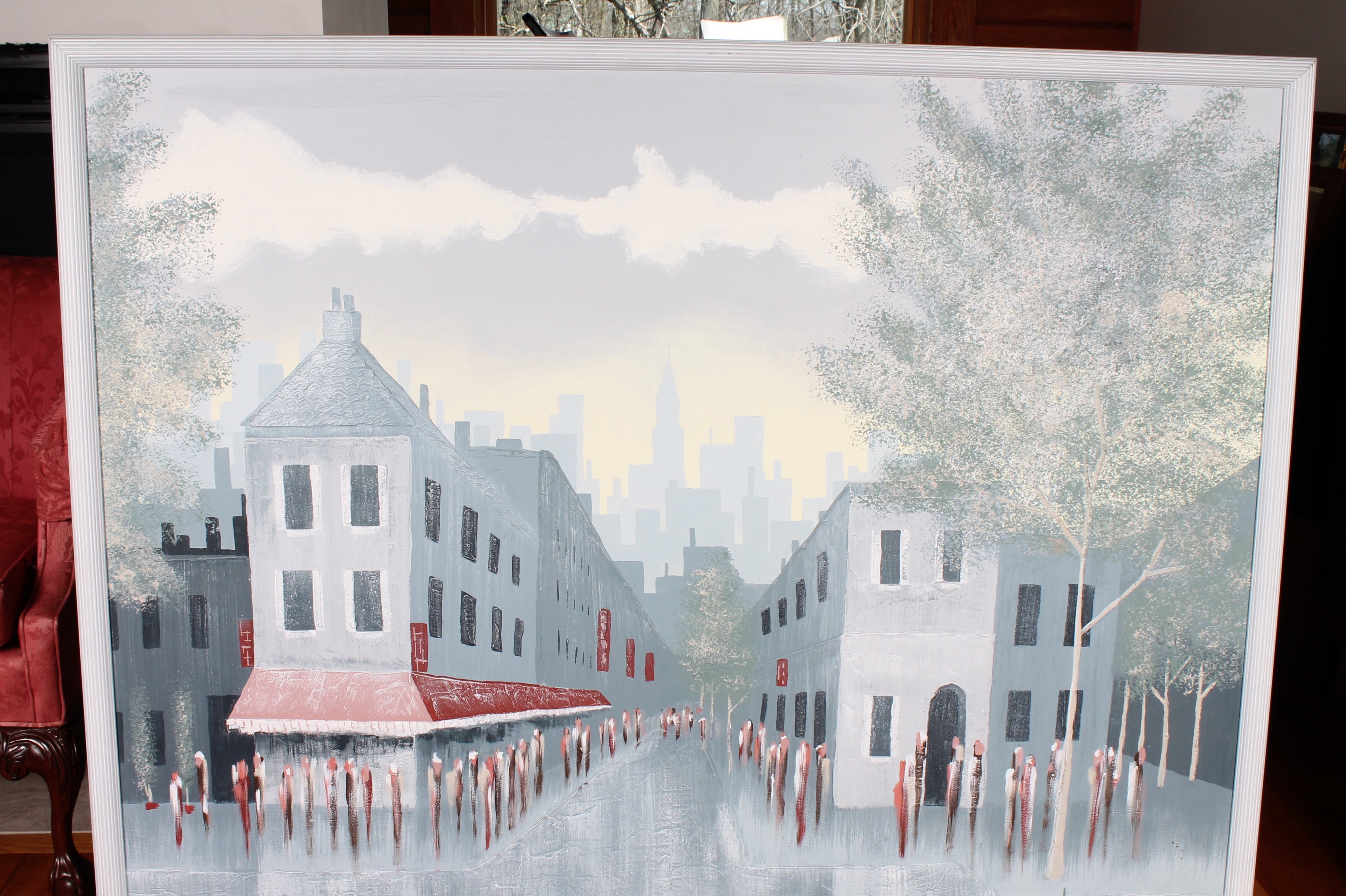 Alex Wextin Oil and Plaster on Board Painting "City Streets"