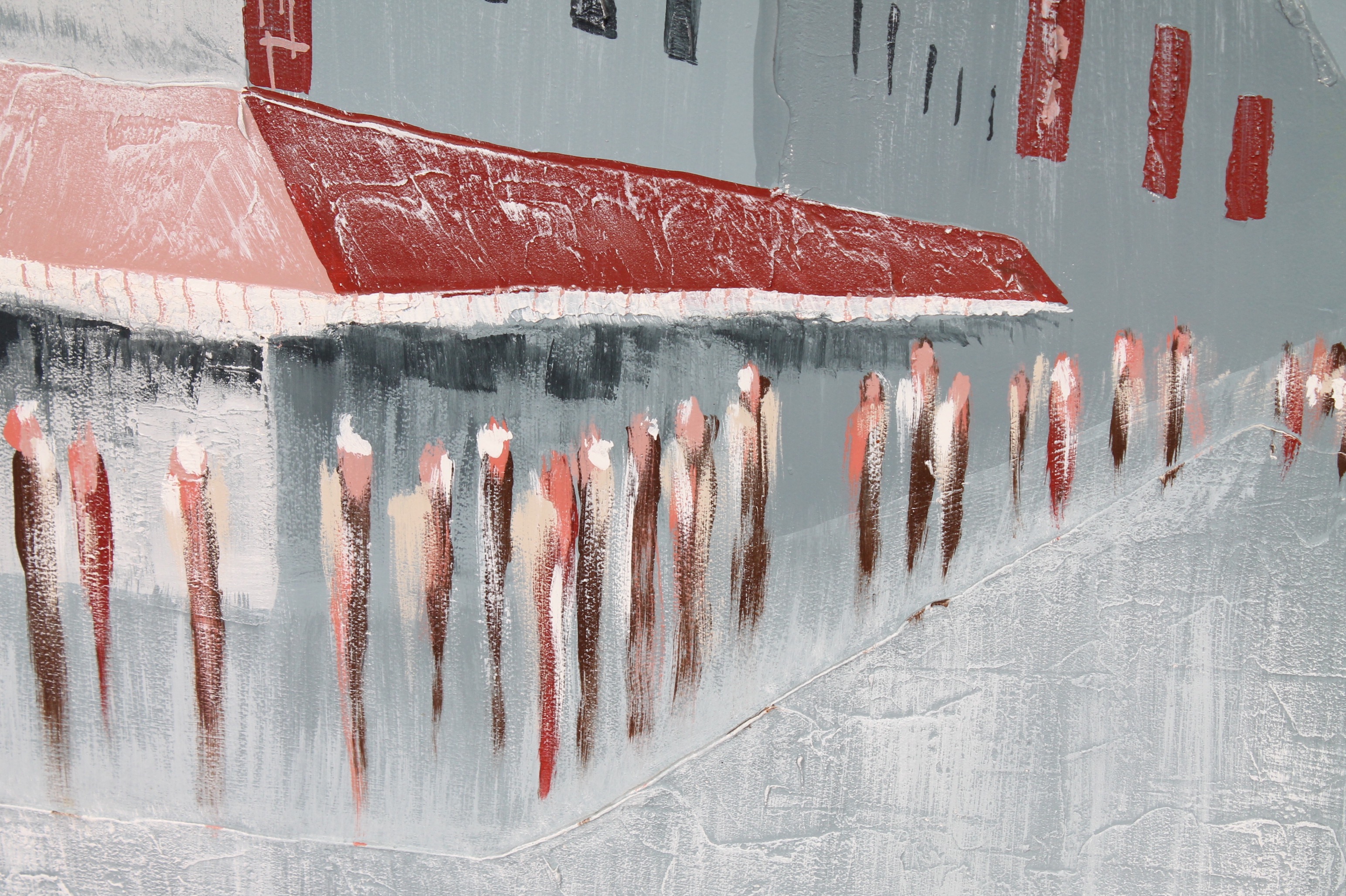 Alex Wextin Oil and Plaster on Board Painting "City Streets"