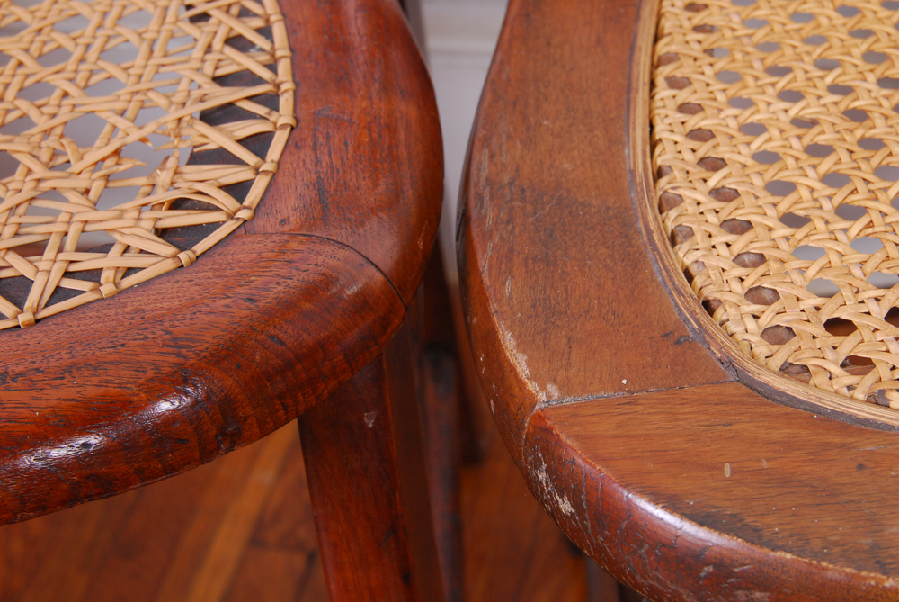 Five Vintage Cane and Rush Seat Chairs