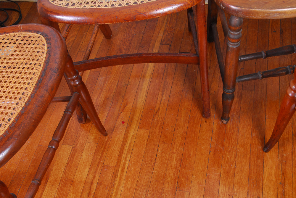 Five Vintage Cane and Rush Seat Chairs