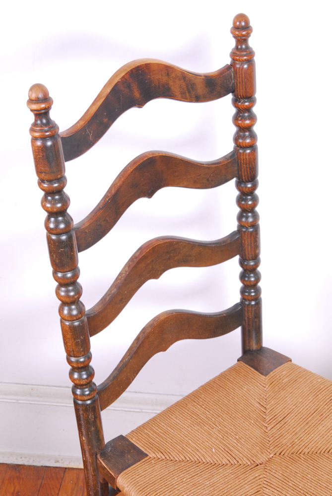 Five Vintage Cane and Rush Seat Chairs